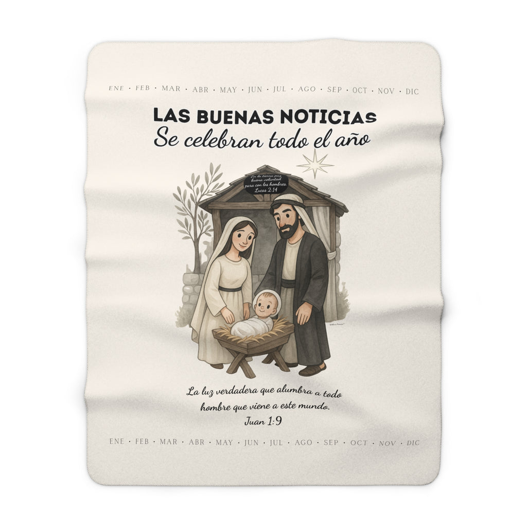 Sherpa Blanket — "Las Buenas Noticias" Natividad / Spanish Christmas Nativity Throw