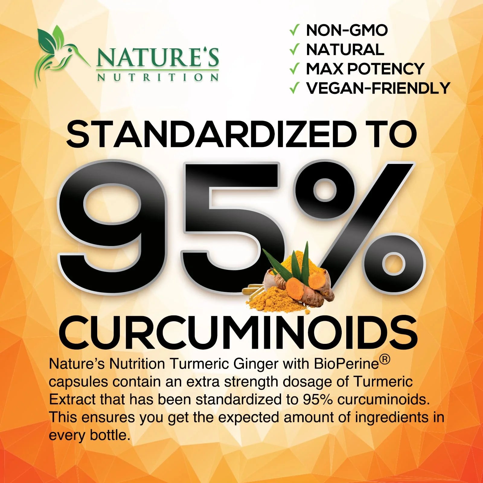 Turmeric Supplement Curcumin 2600Mg - with Organic Ginger & Turmeric, Bioperine Black Pepper Extract 95% Curcuminoids - Advanced Absorption Antioxidant & Joint Support - Vegan - 120 Capsules