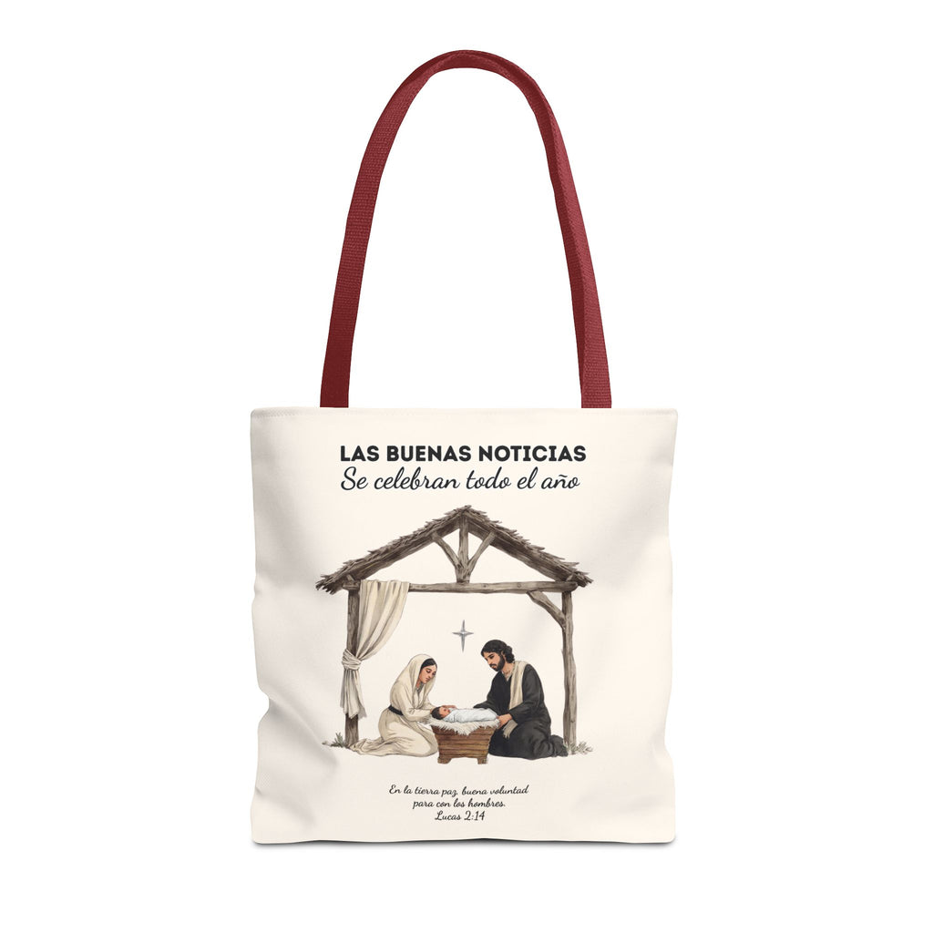 Nativity Tote Bag Year Round (Cream Color)  — "Las Buenas Noticias" Spanish Nativity Tote