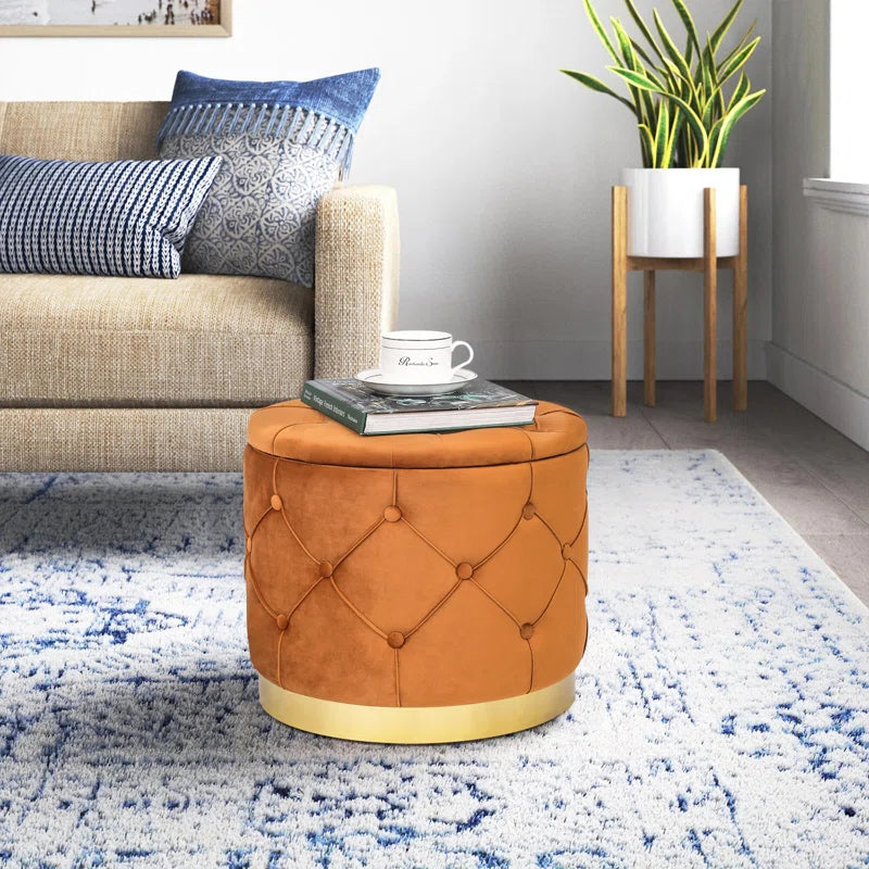 18.9" Wide Tufted round Storage Ottoman