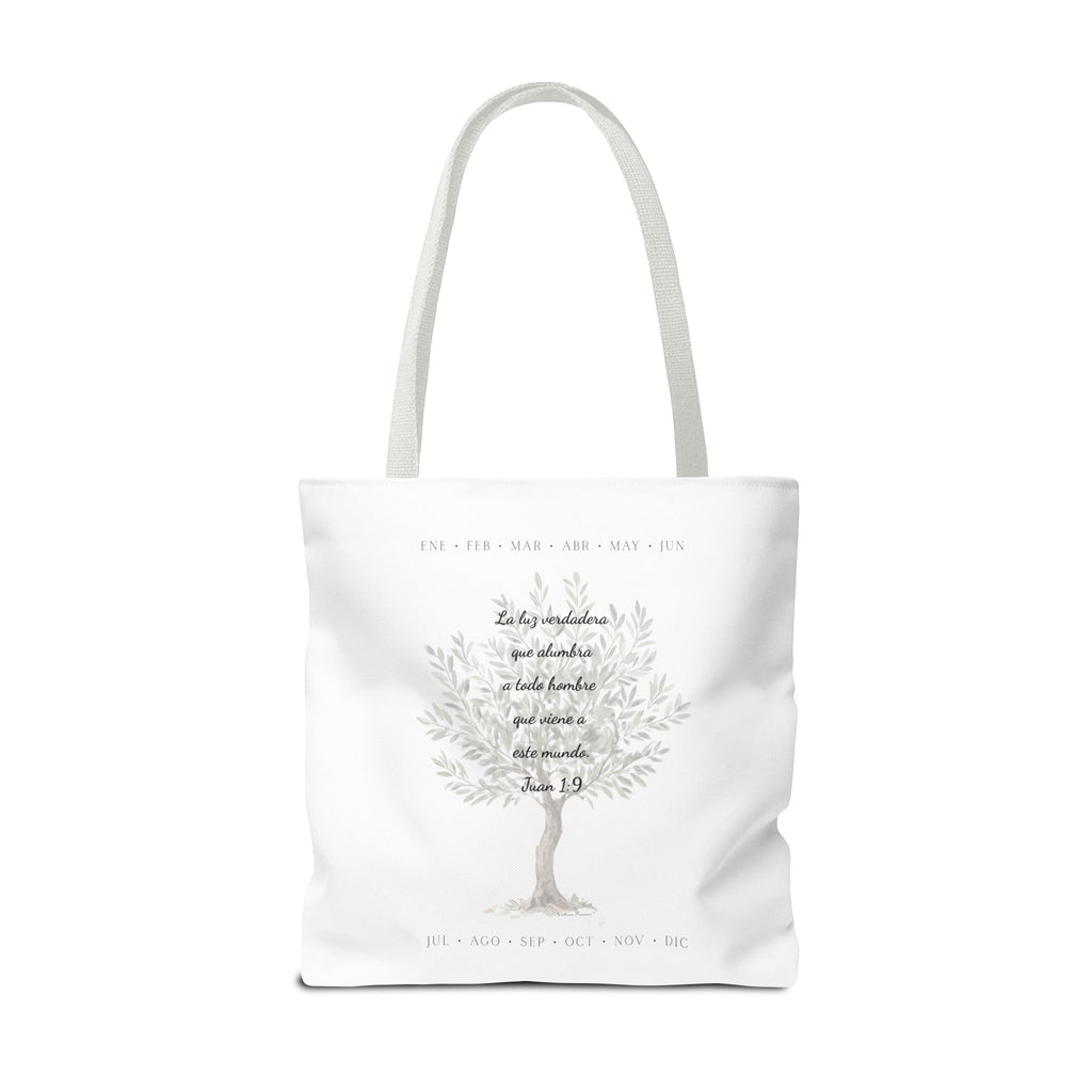 Nativity Tote Bag Year Round — (White Color) "Las Buenas Noticias" Spanish Nativity Tote