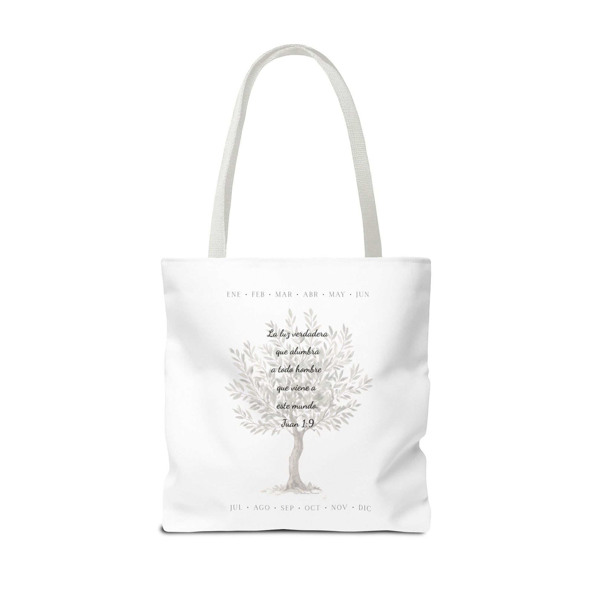 Nativity Tote Bag Year Round — (White Color) "Las Buenas Noticias" Spanish Nativity Tote