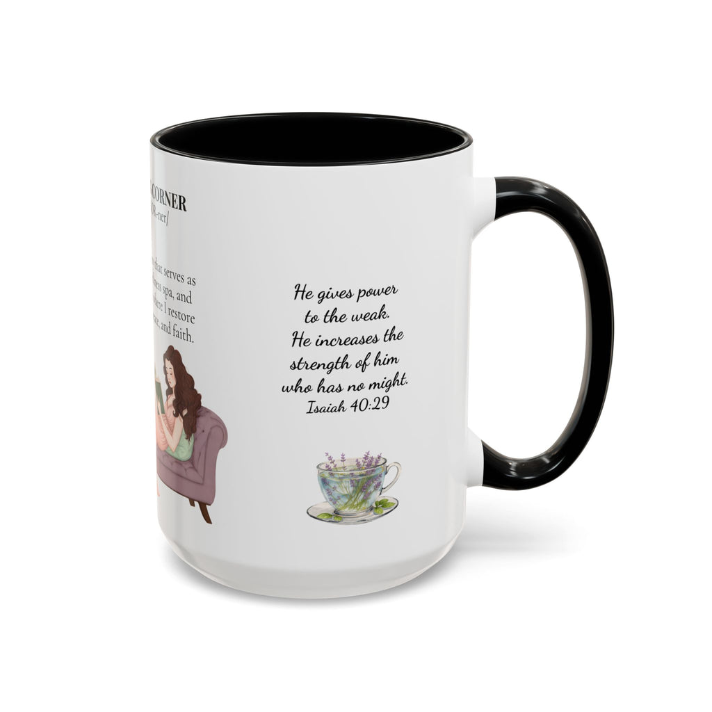 Slow-Living Corner Accent Coffee/Tea Mug — Inspirational Christian Relaxation Herbal (11/15oz)