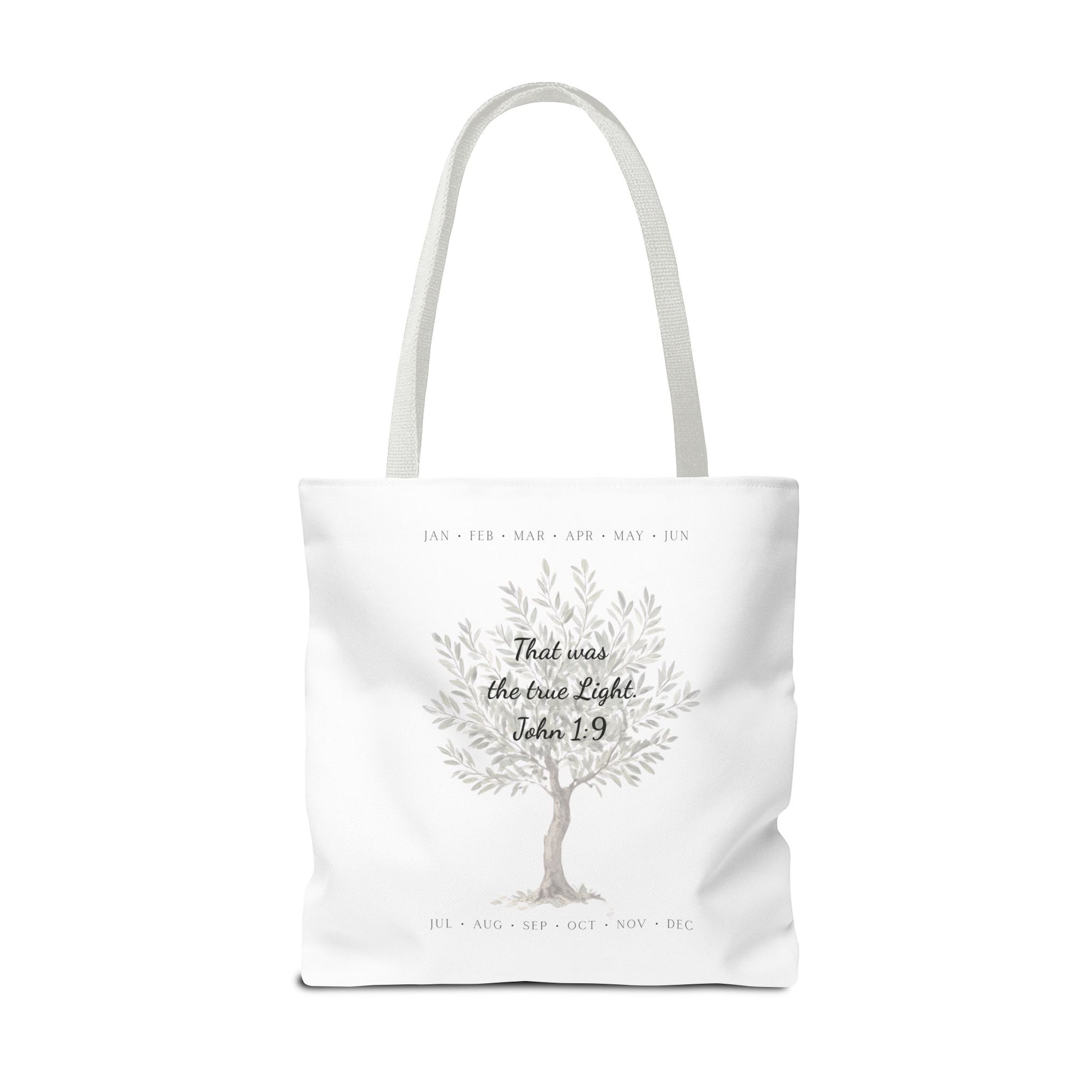 Nativity Tote Bag Year Round — (White Color) "Celebrate Good News All Year" Nativity Tote