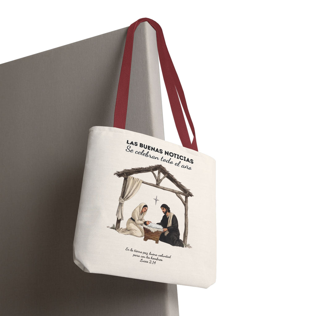 Nativity Tote Bag Year Round (Cream Color)  — "Las Buenas Noticias" Spanish Nativity Tote