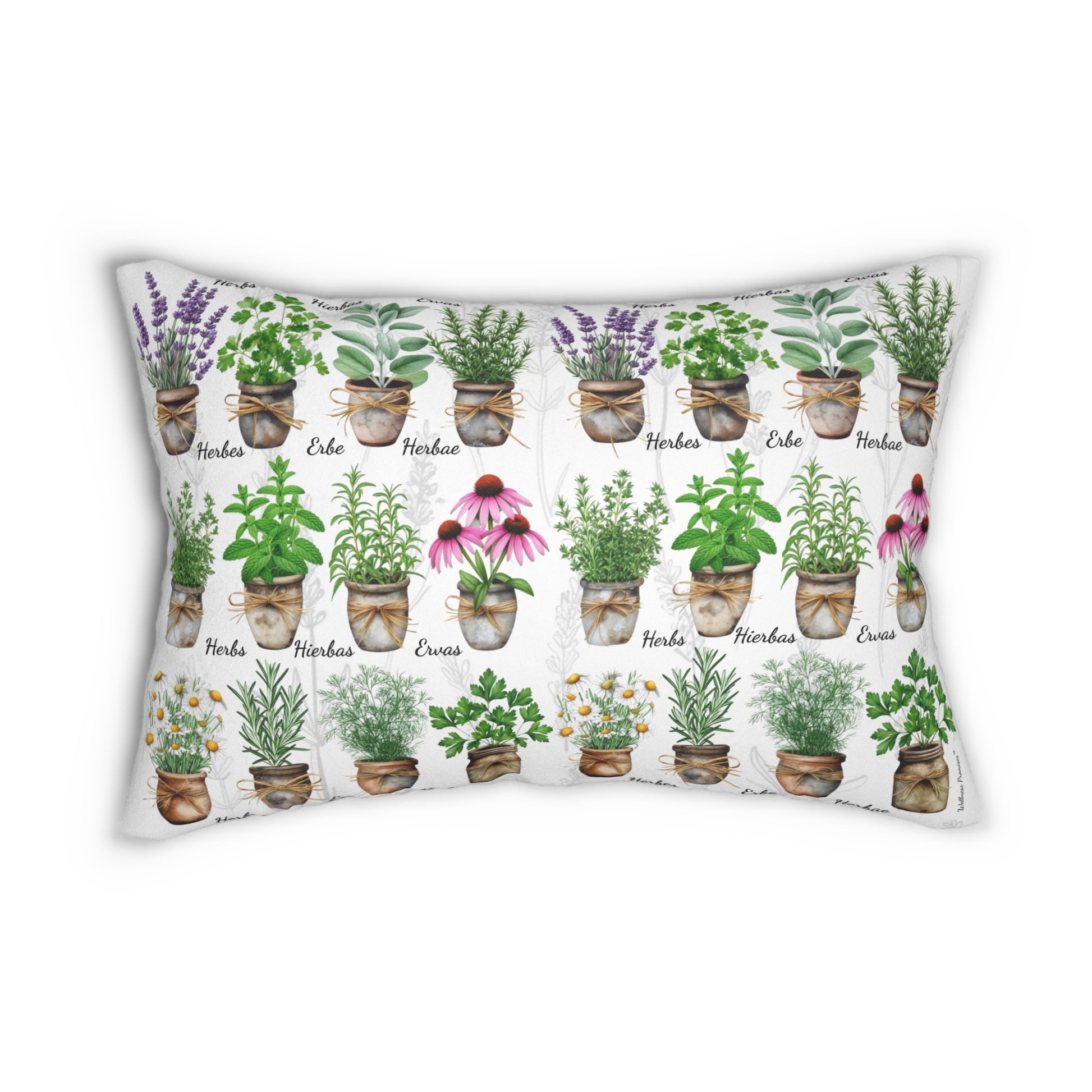 Copy of Watercolor Herbal 6 Languages Garden Lumbar Pillow, Watercolor Floral Cushion, Home Decor, Housewarming Gift, Plant Lover's Gift, Decorative Pillow for Every Occasion