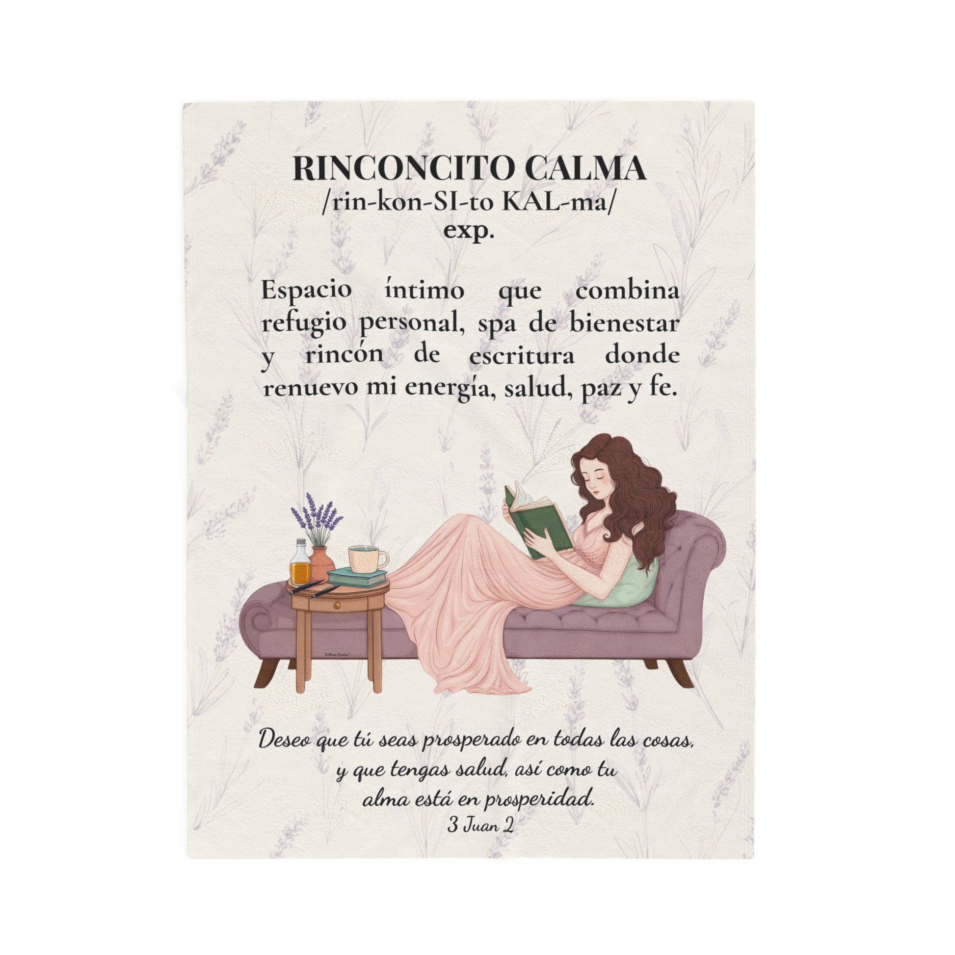 "Rinconcito Calma" Slow-Living Velveteen Plush Blanket — Cozy Reading Nook Throw (Beige)