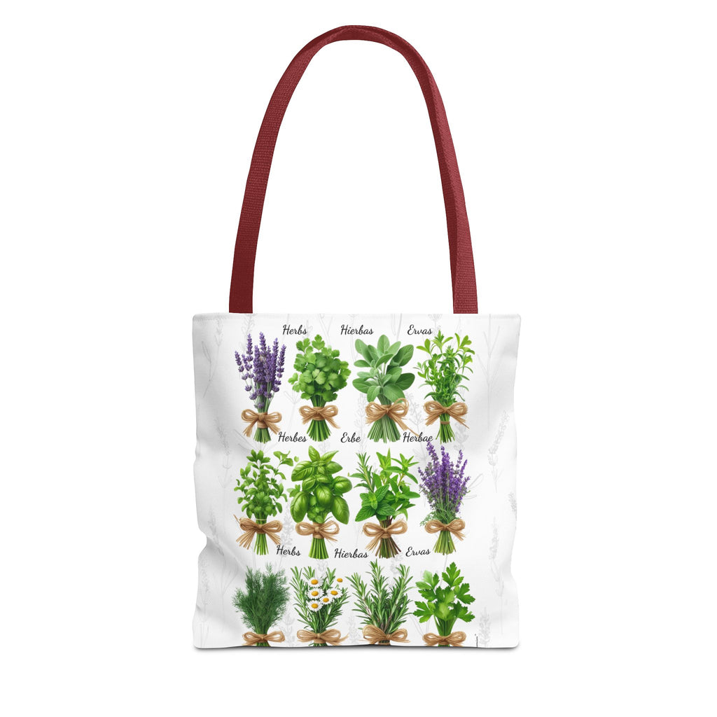6 Language Herbal Garden Tote Bag | Botanical Shopping Tote | Eco-Friendly Grocery Bag, Plant Lover Gift, Garden Decor, Mothers Day
