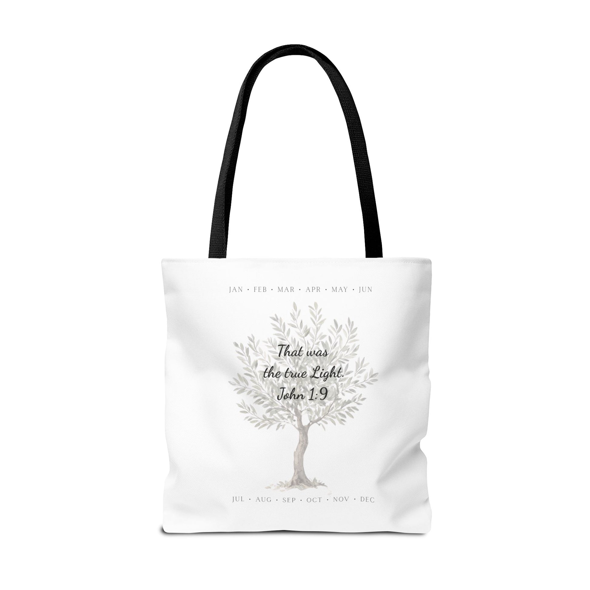 Nativity Tote Bag Year Round — (White Color) "Celebrate Good News All Year" Nativity Tote