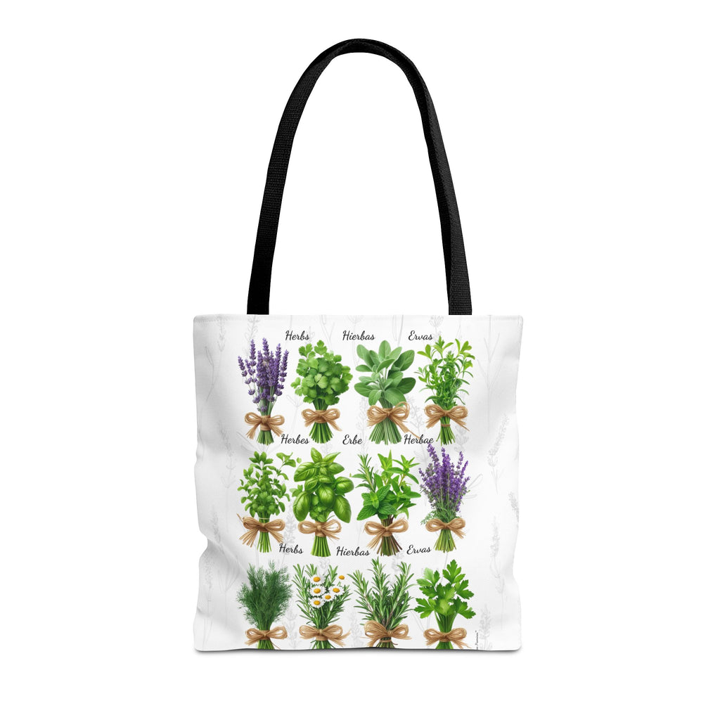 6 Language Herbal Garden Tote Bag | Botanical Shopping Tote | Eco-Friendly Grocery Bag, Plant Lover Gift, Garden Decor, Mothers Day