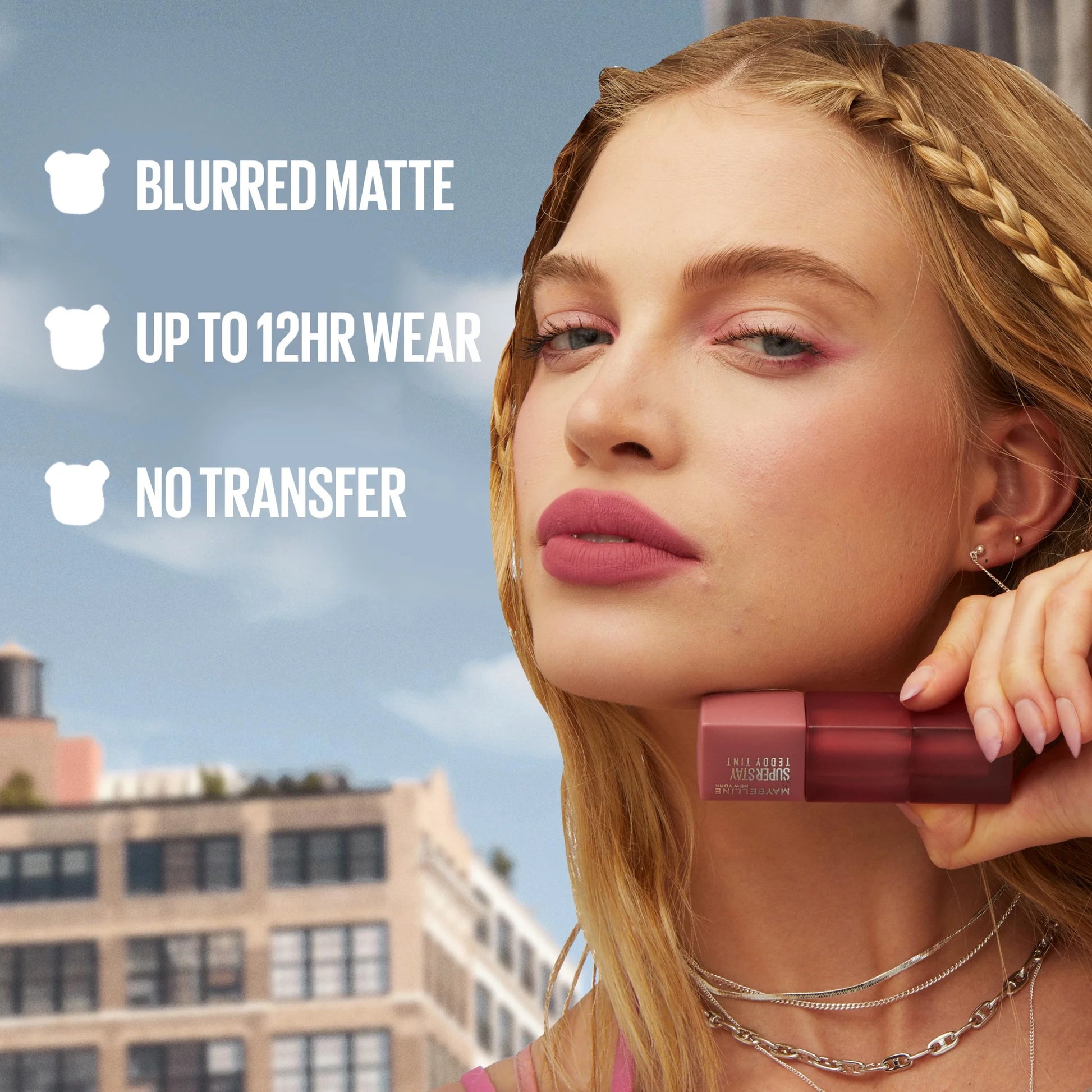 Super Stay Teddy Tint, Long Lasting Matte Lip Stain, Baby Tee, 0.17 Fl Oz