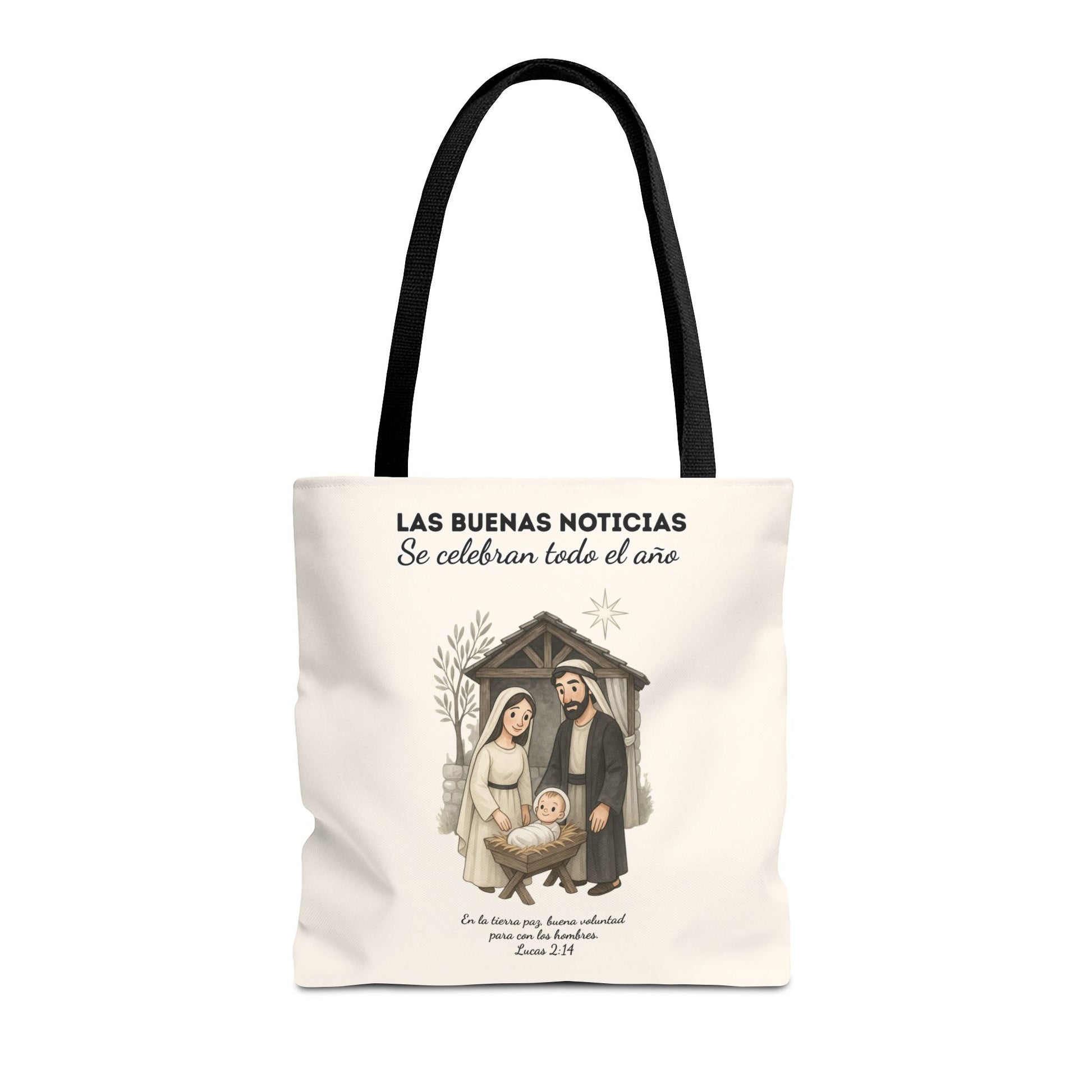 Nativity Tote Bag Year Round (Cream Color)  — "Las Buenas Noticias" Spanish Nativity Tote