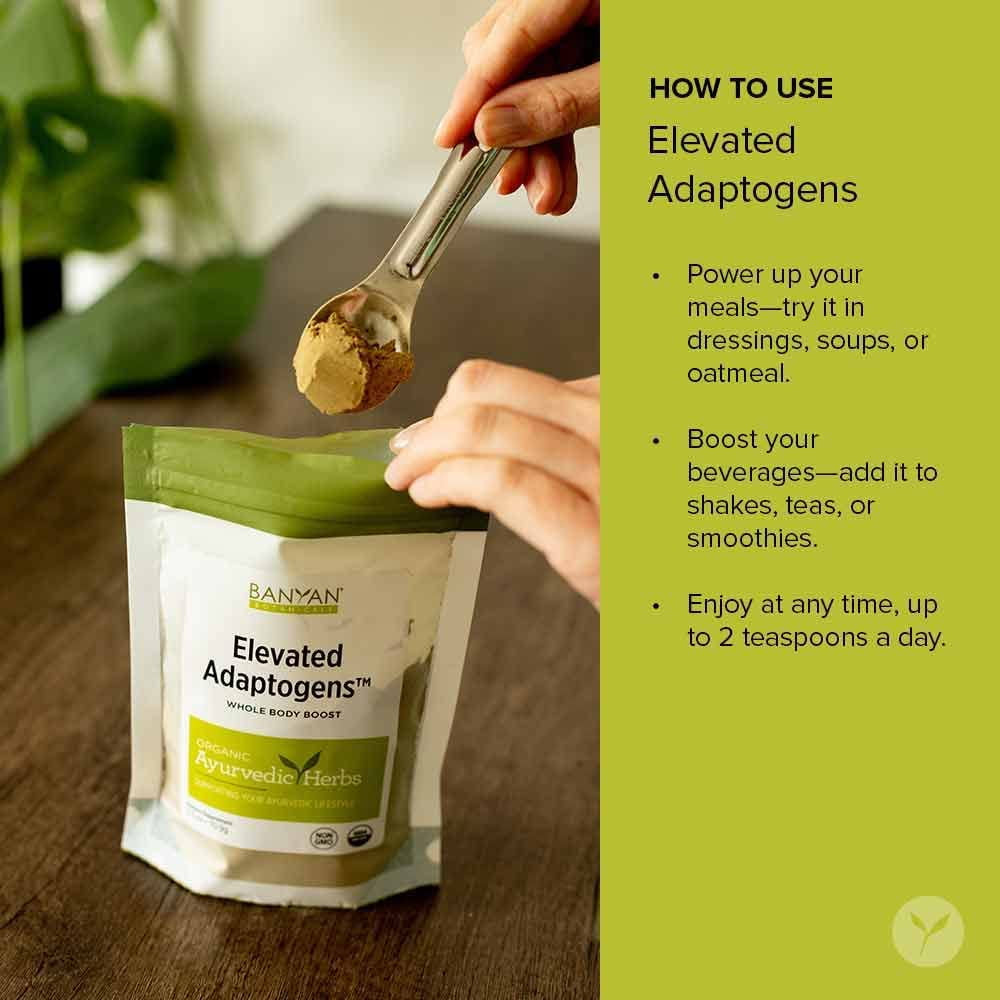 Elevated Adaptogens – Organic Superfood Powder with Moringa, Ashwagandha & Tulsi – Caffeine-Free Superfood Blend for Herbal Stress Relief* – 2.5Oz – Non GMO Sustainably Sourced Vegan