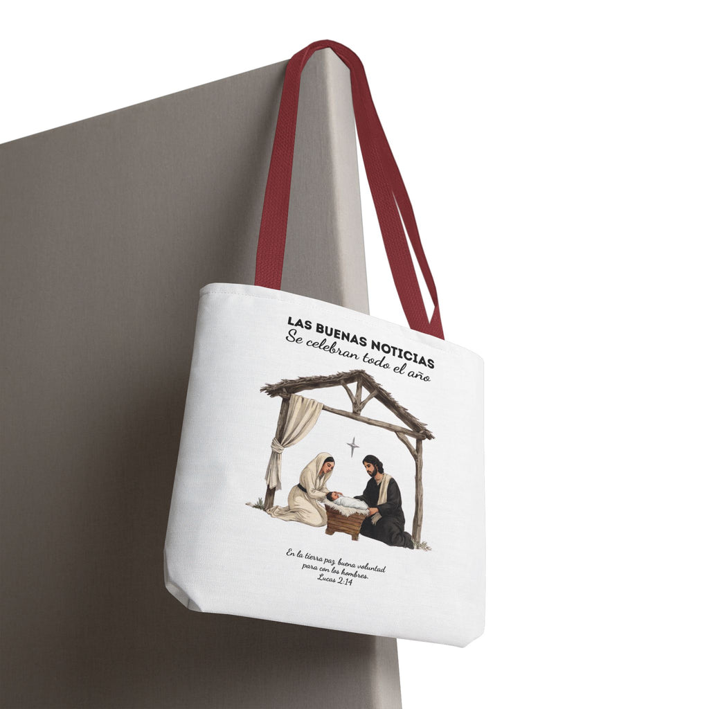 Nativity Tote Bag Year Round — (White Color) "Las Buenas Noticias" Spanish Nativity Tote