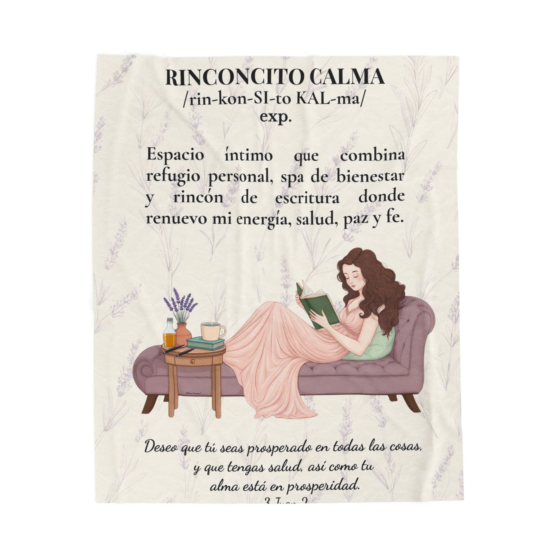 "Rinconcito Calma" Slow-Living Velveteen Plush Blanket — Cozy Reading Nook Throw (Beige)