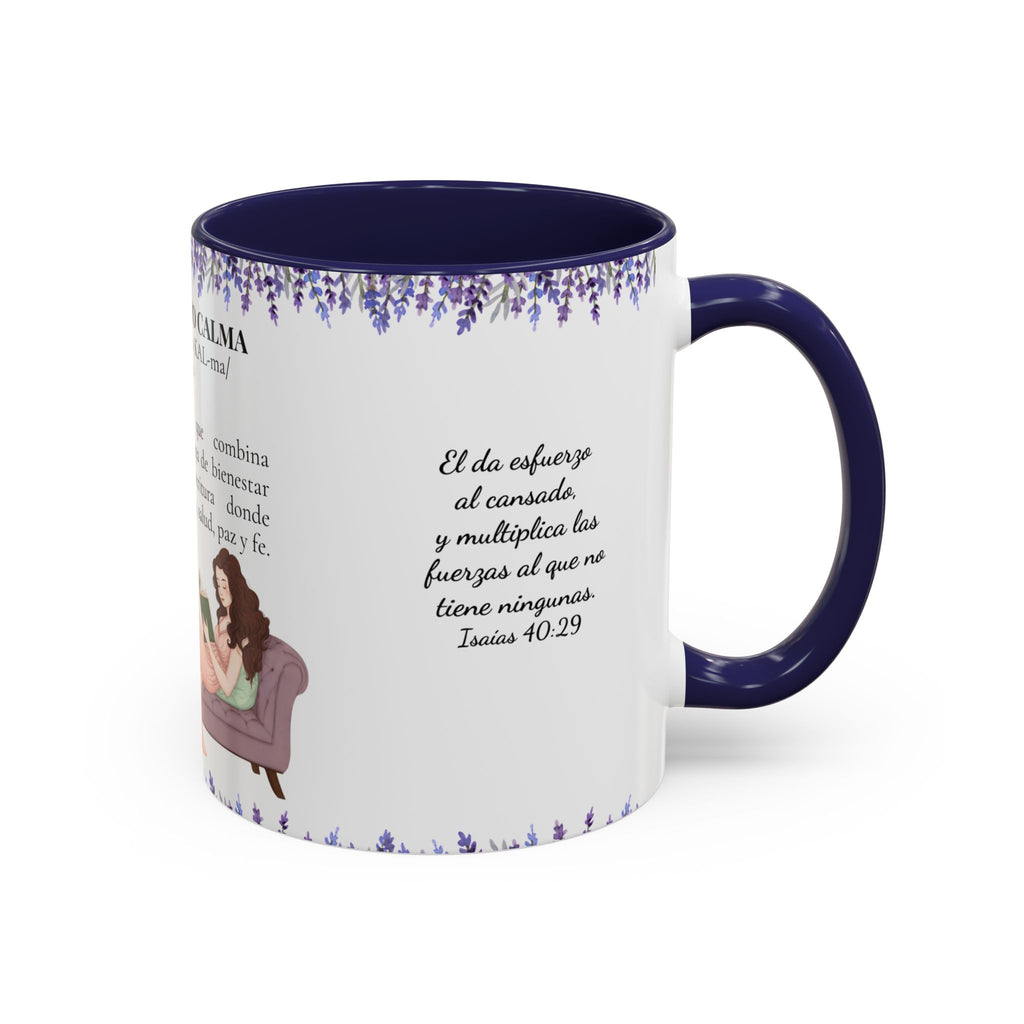 Slow-Living Calm Reading Corner Accent Coffee Mug — "Rinconcito Calma" Lavender Christian Gift (11/15oz)