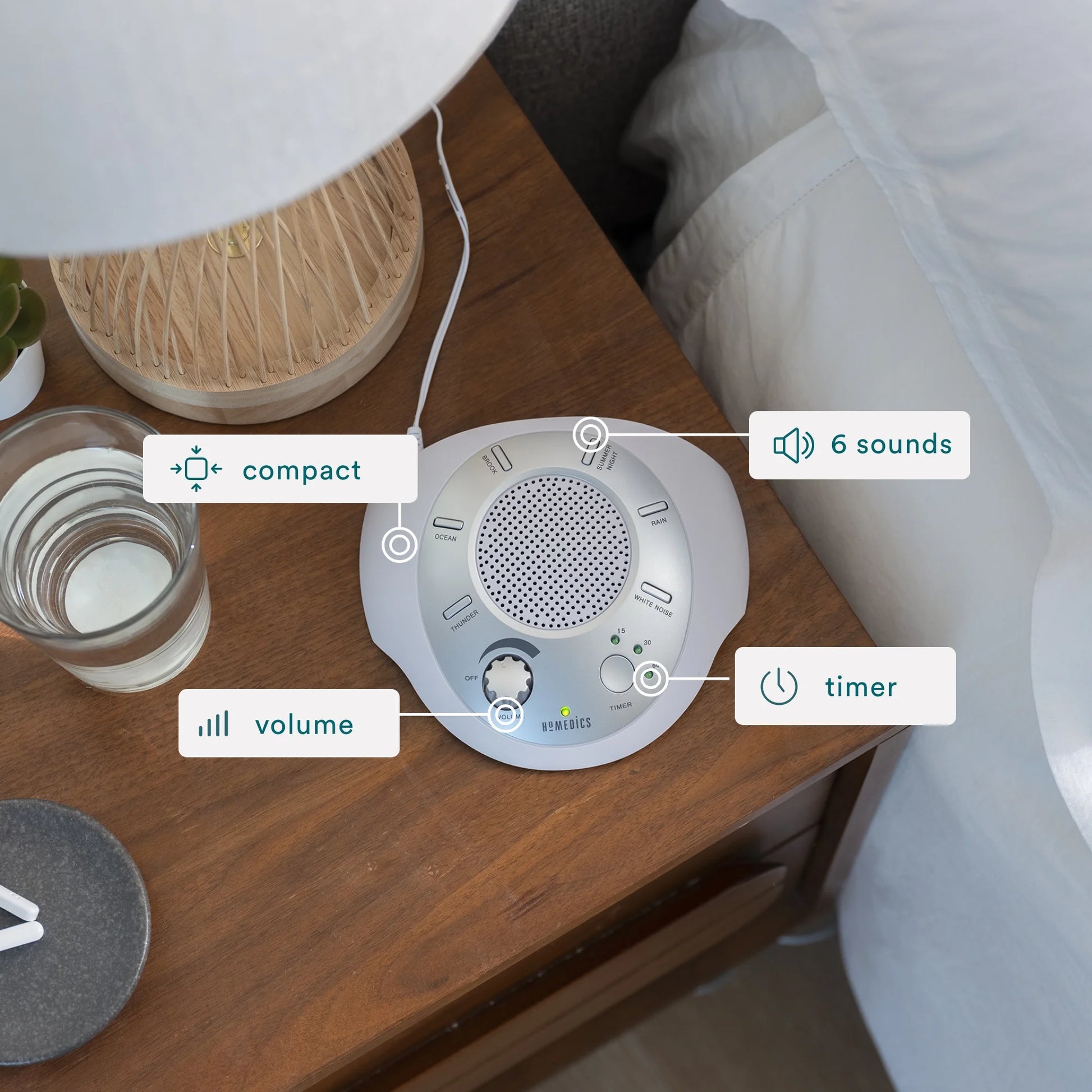 Sound Spa and White Noise Machine, 6 Relaxing Nature Sounds, Sound Therapy for Home, Office, Nursery