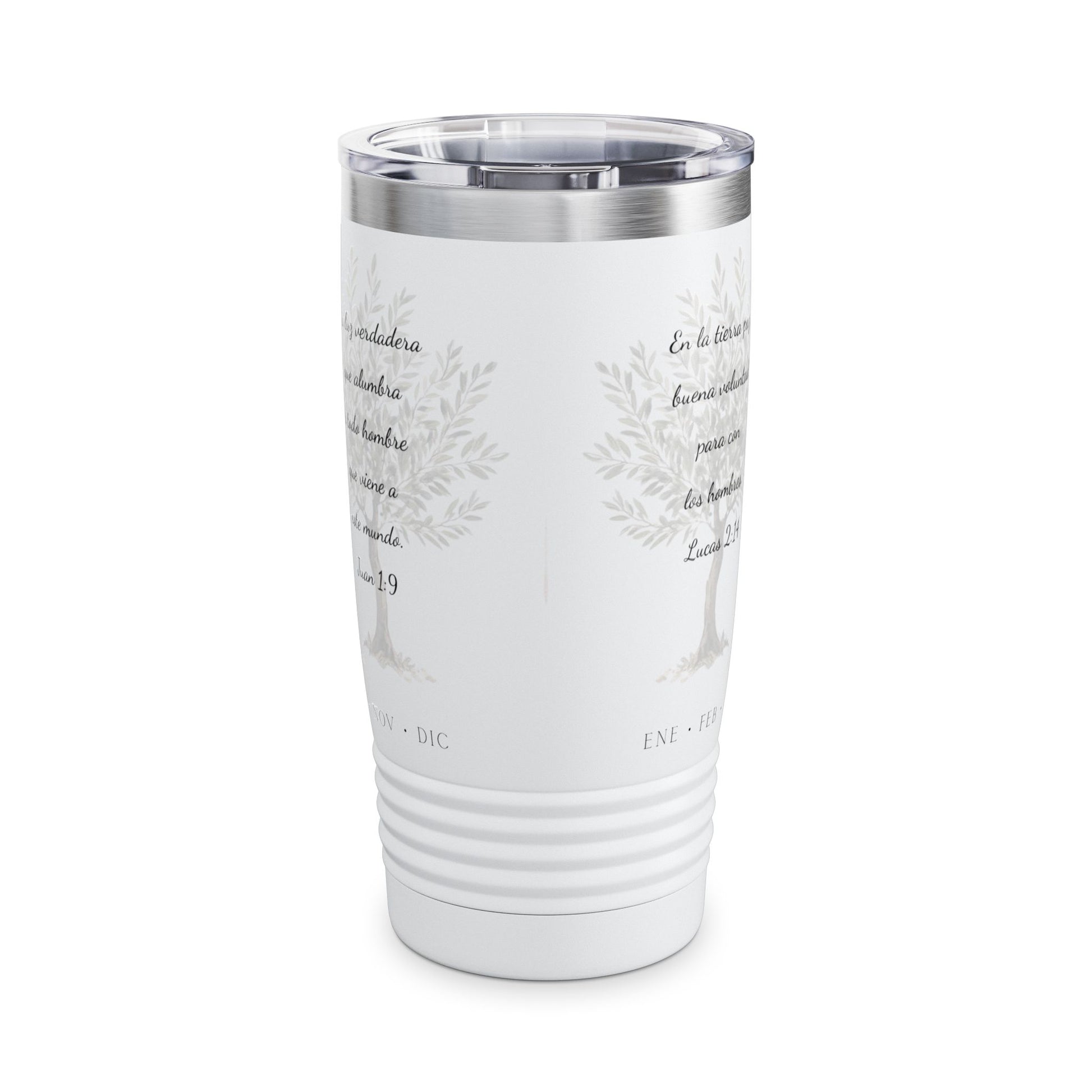 Nativity Ringneck Tumbler Year Round Use— Spanish "¡Las buenas noticias se celebran todo el año!" 20oz