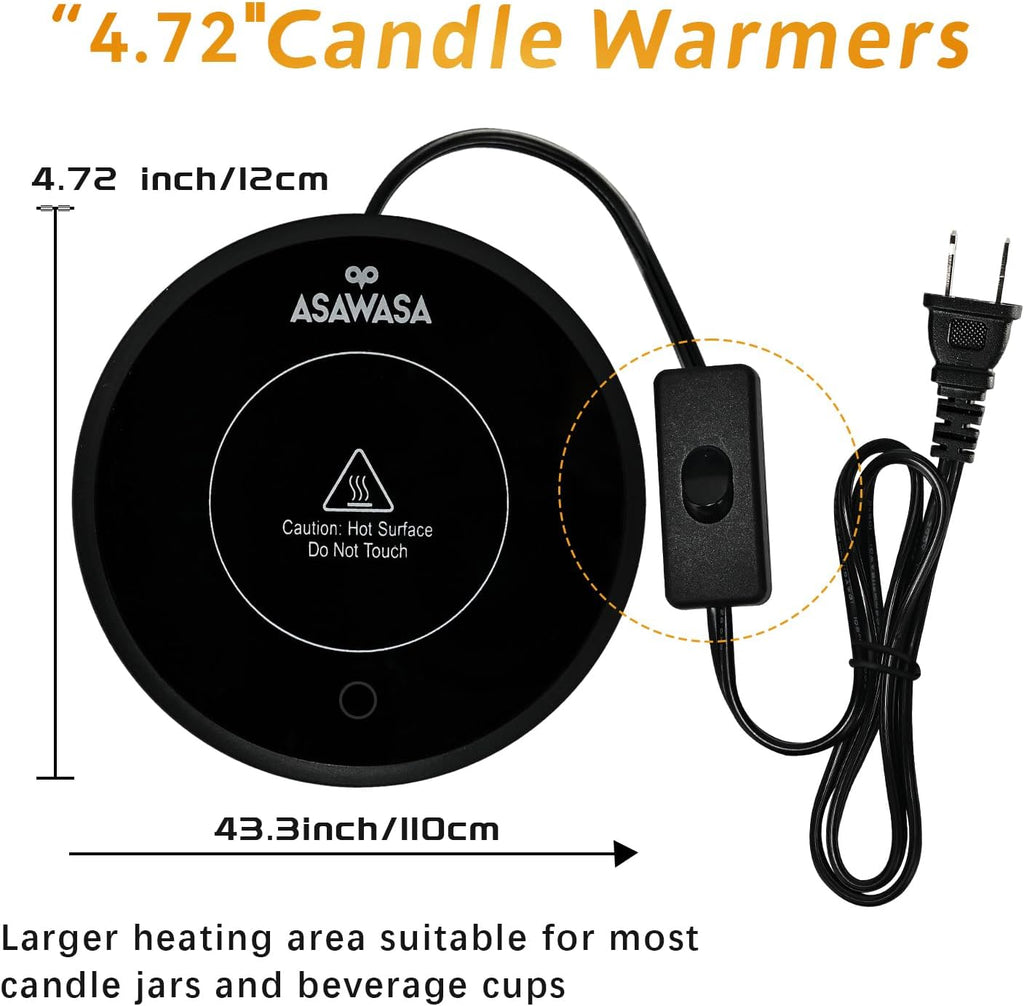 2-Piece Smart Candle Warmer Set for Large Jars and Coffee Mugs with Gravity Switch Auto Shut-On/Off, Ensures Safe Aroma Release and Maintains Beverage Warmth, Ideal Gift Option