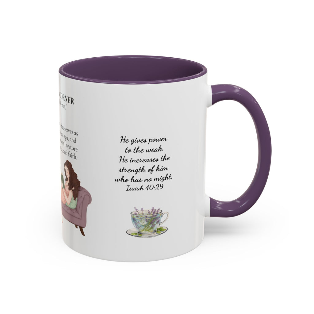 Slow-Living Corner Accent Coffee/Tea Mug — Inspirational Christian Relaxation Herbal (11/15oz)