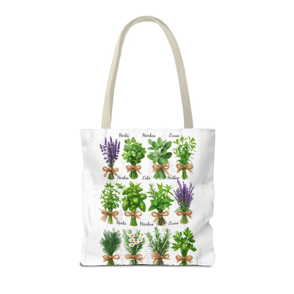 6 Language Herbal Garden Tote Bag | Botanical Shopping Tote | Eco-Friendly Grocery Bag, Plant Lover Gift, Garden Decor, Mothers Day