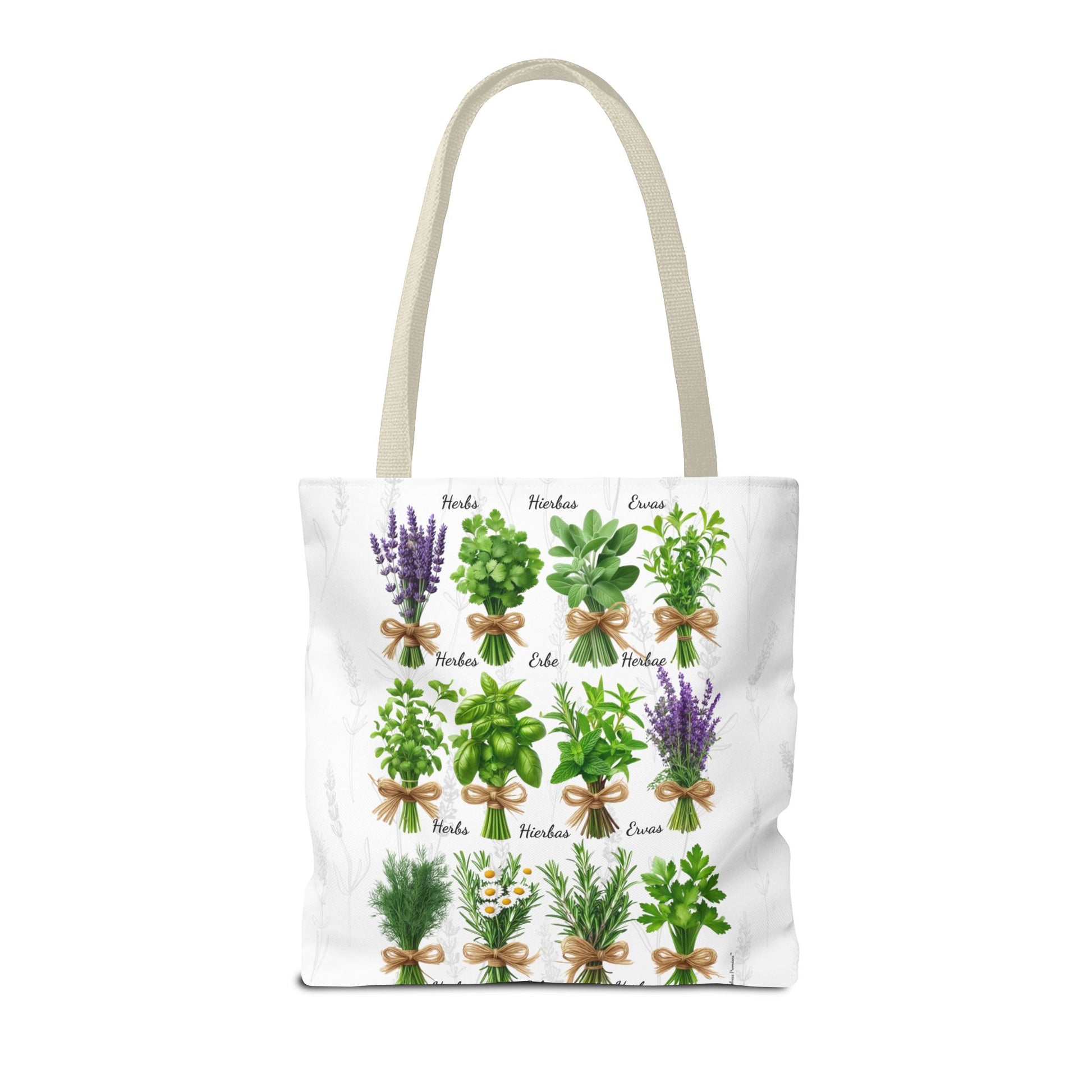 6 Language Herbal Garden Tote Bag | Botanical Shopping Tote | Eco-Friendly Grocery Bag, Plant Lover Gift, Garden Decor, Mothers Day