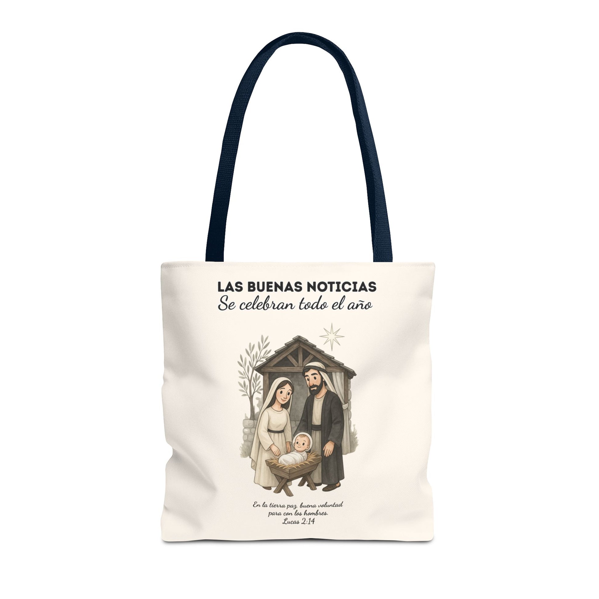 Nativity Tote Bag Year Round (Cream Color)  — "Las Buenas Noticias" Spanish Nativity Tote