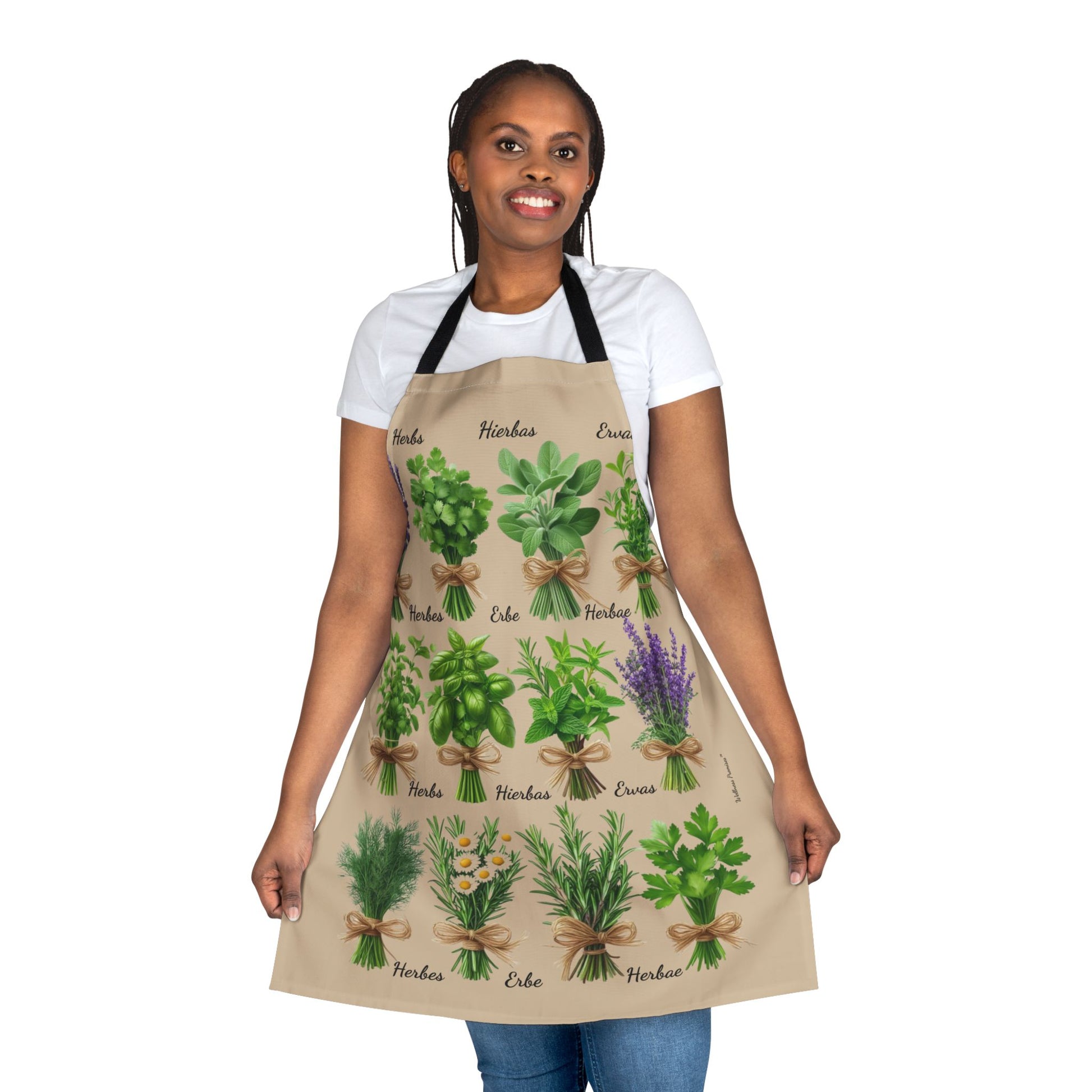 Herb Garden Apron (Cream Color) Cooking Apron, Garden Themed Apron, Gift for Chefs, Plant Lover Accessories, Herbalist Apron