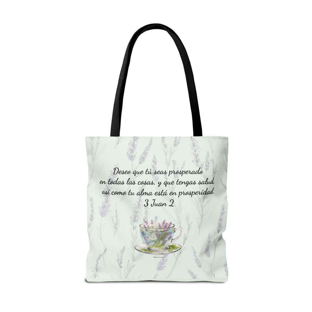 Slow-Living Corner Tote Bag — "Rinconcito Calma" Spanish Cozy Self-Care AOP Canvas Tote with Faith Quotes (Mint Green)