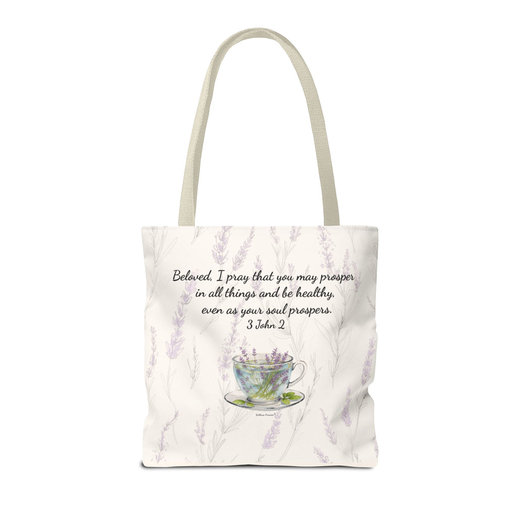 Slow-Living Corner Tote Bag — Cozy Self-Care AOP Canvas Tote with Faith Quotes