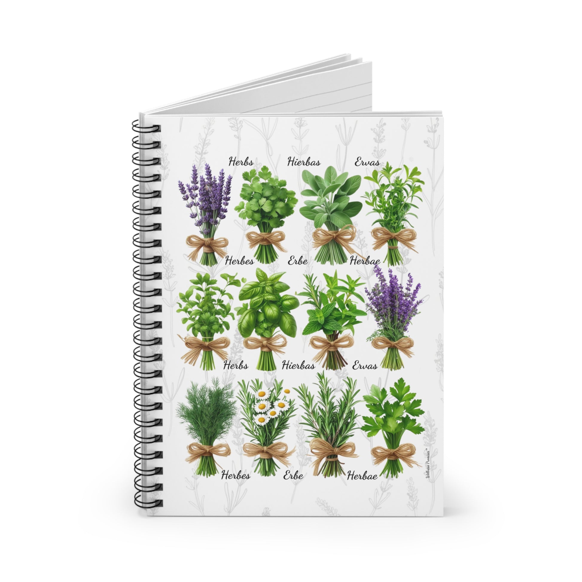 Herb Garden Ruled Spiral Notebook - Rustic Botanical Design, Floral Journal, Cute Planner, Gift for Gardeners, Nature Lovers
