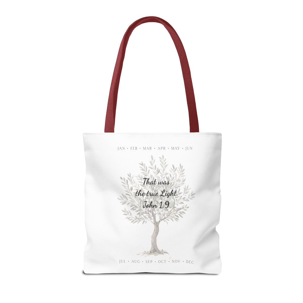 Nativity Tote Bag Year Round — (White Color) "Celebrate Good News All Year" Nativity Tote
