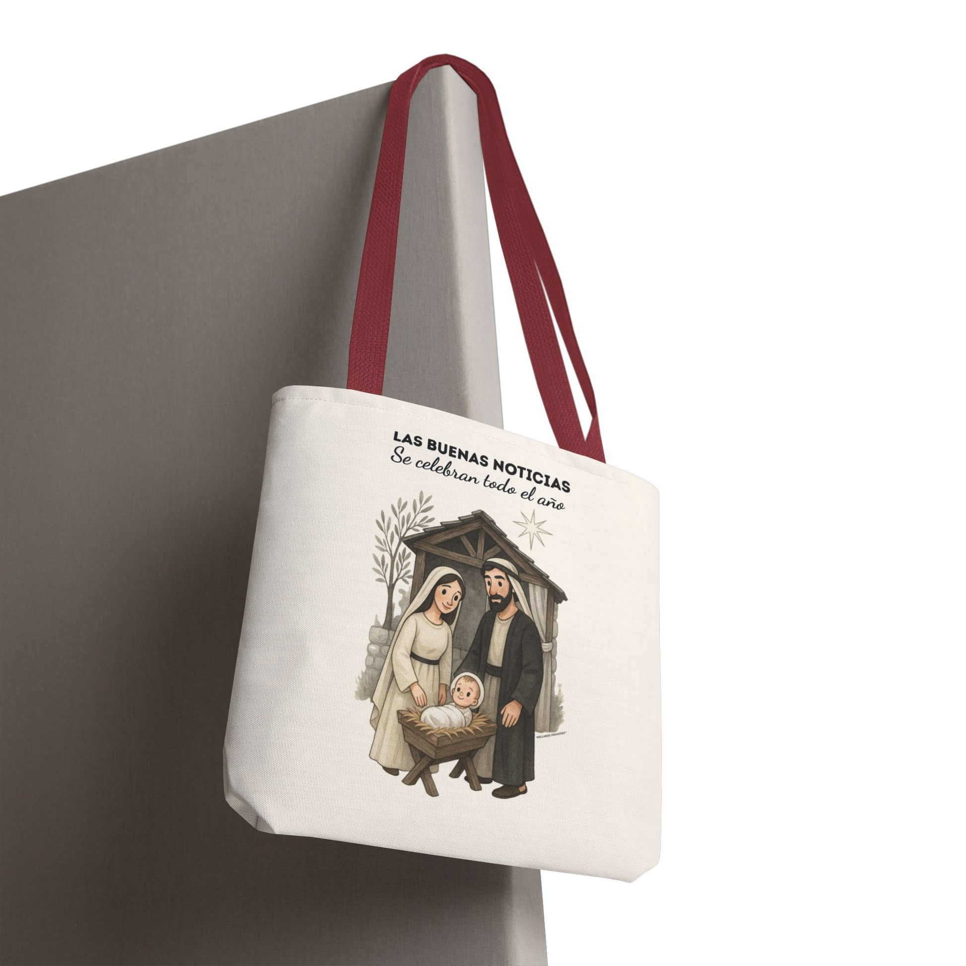 Nativity Tote Bag Year Round (Cream Color)  — "Las Buenas Noticias" Spanish Nativity Tote