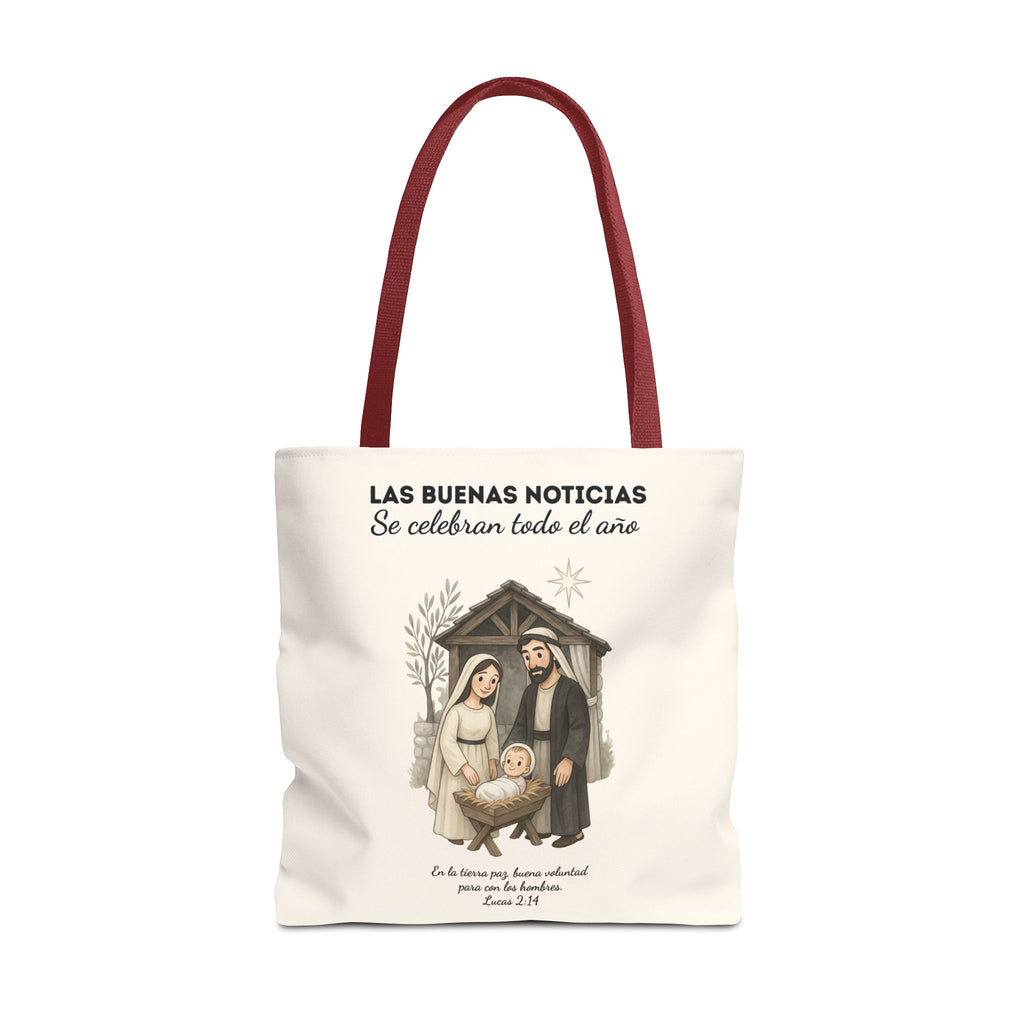 Nativity Tote Bag Year Round (Cream Color)  — "Las Buenas Noticias" Spanish Nativity Tote