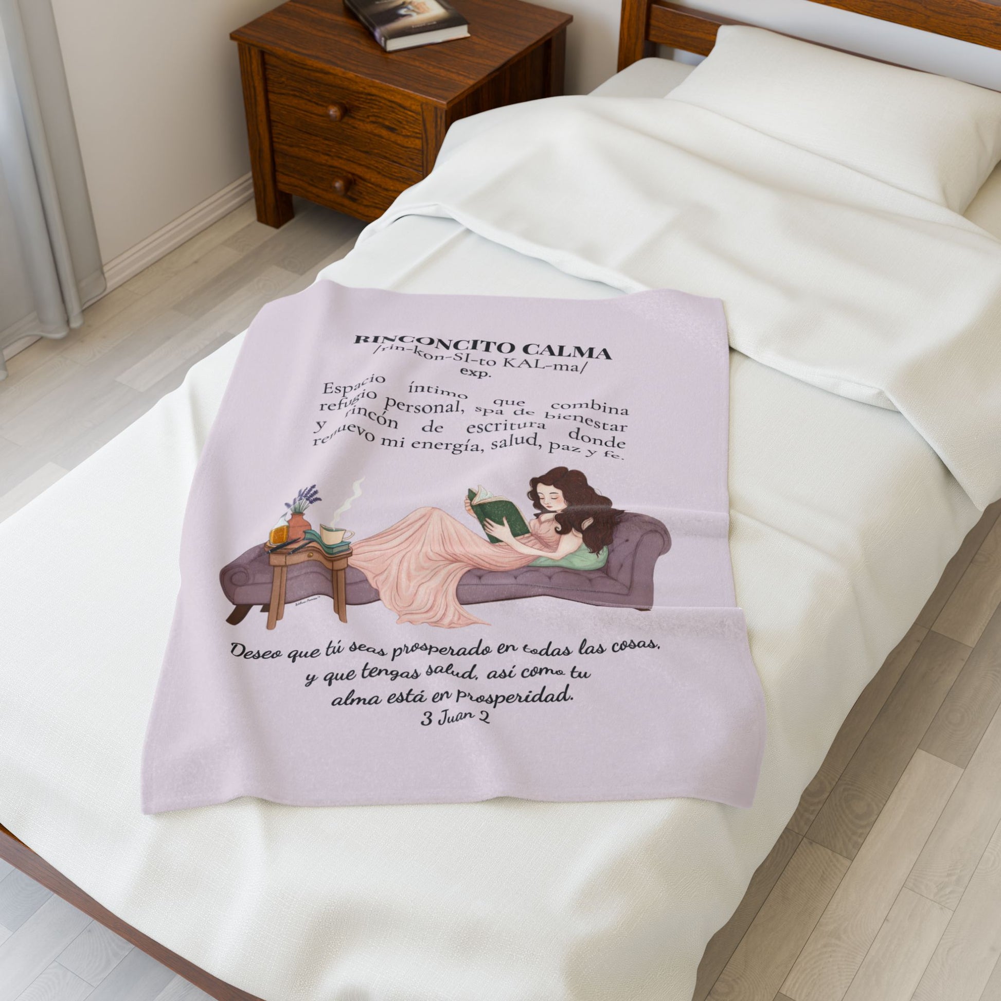 Velveteen Plush Blanket — "Rinconcito Calma" Spanish Bible Cozy Reading Throw