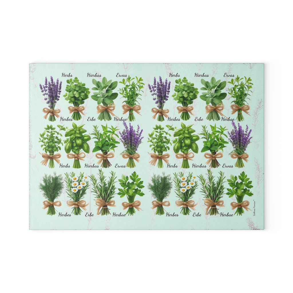 Herb Garden Glass Cutting Board, Kitchen Decor, Gift for Home Chefs, Mother's Day, Cooking Essentials, Plant Lover Gift