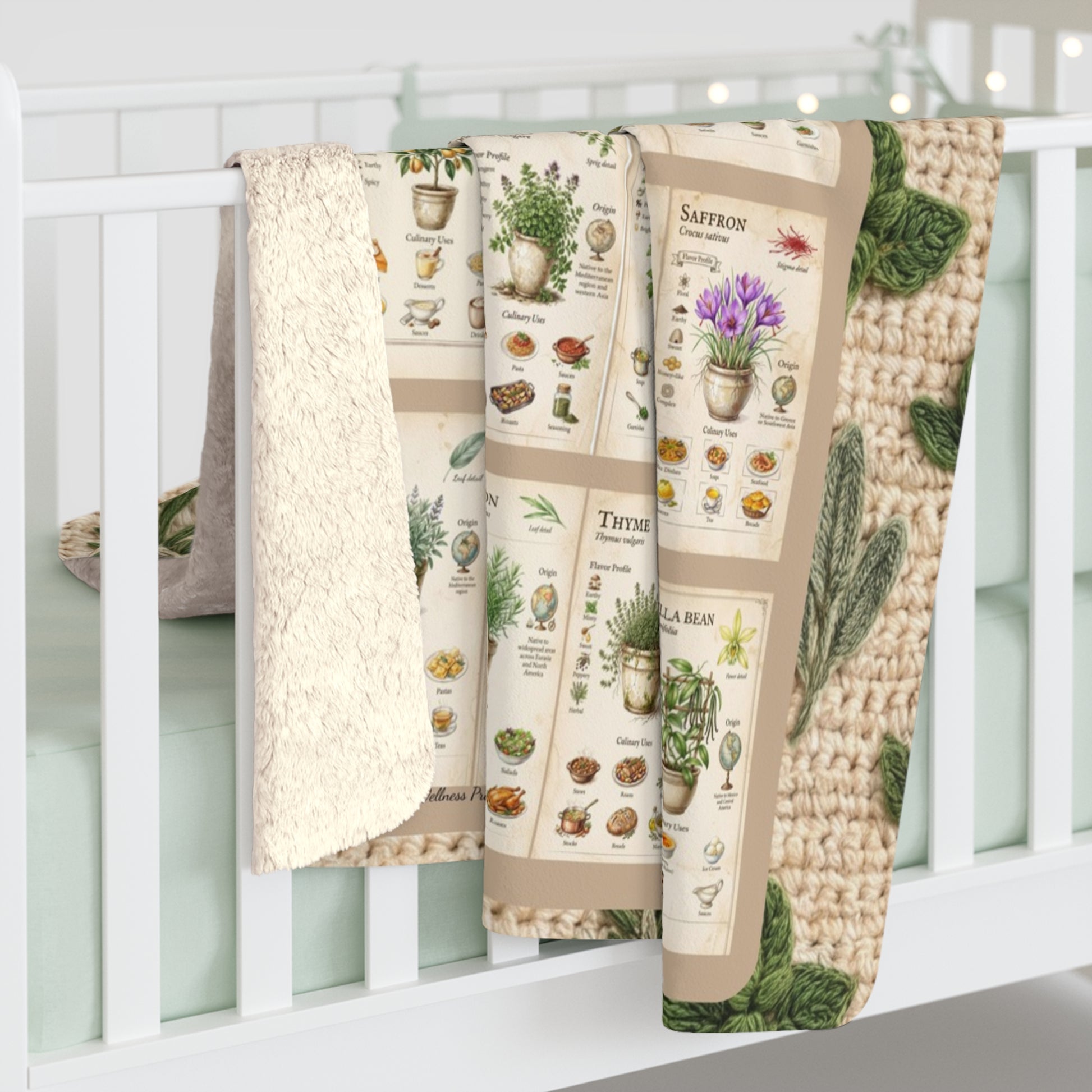 30 Herbs & Spices Sherpa Blanket - Crochet Style
