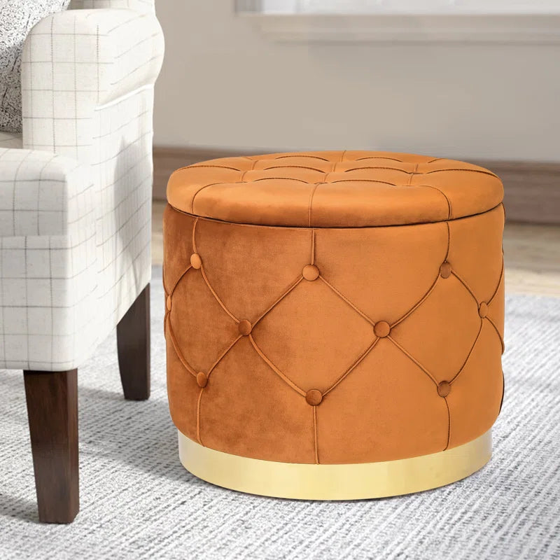 18.9" Wide Tufted round Storage Ottoman