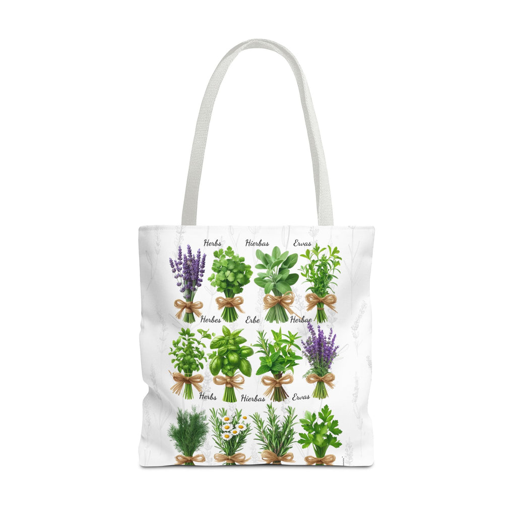 6 Language Herbal Garden Tote Bag | Botanical Shopping Tote | Eco-Friendly Grocery Bag, Plant Lover Gift, Garden Decor, Mothers Day