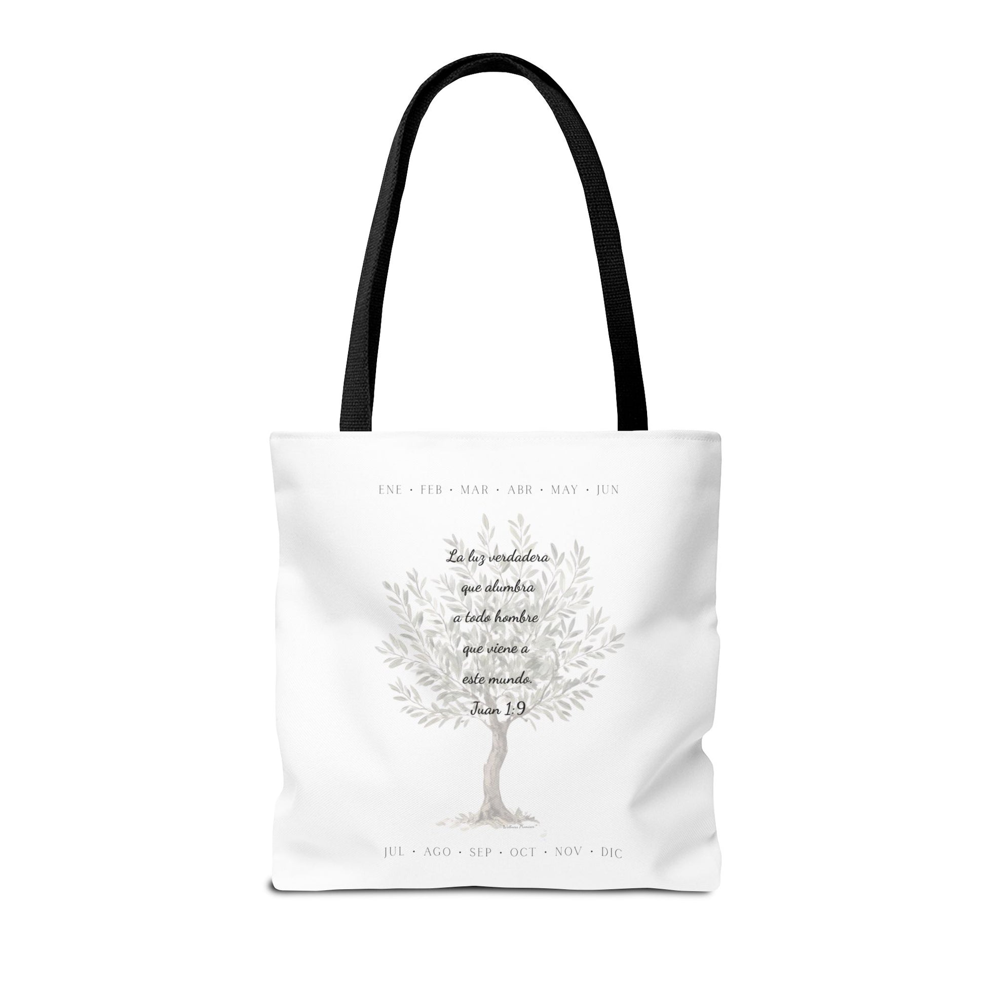 Nativity Tote Bag Year Round — (White Color) "Las Buenas Noticias" Spanish Nativity Tote
