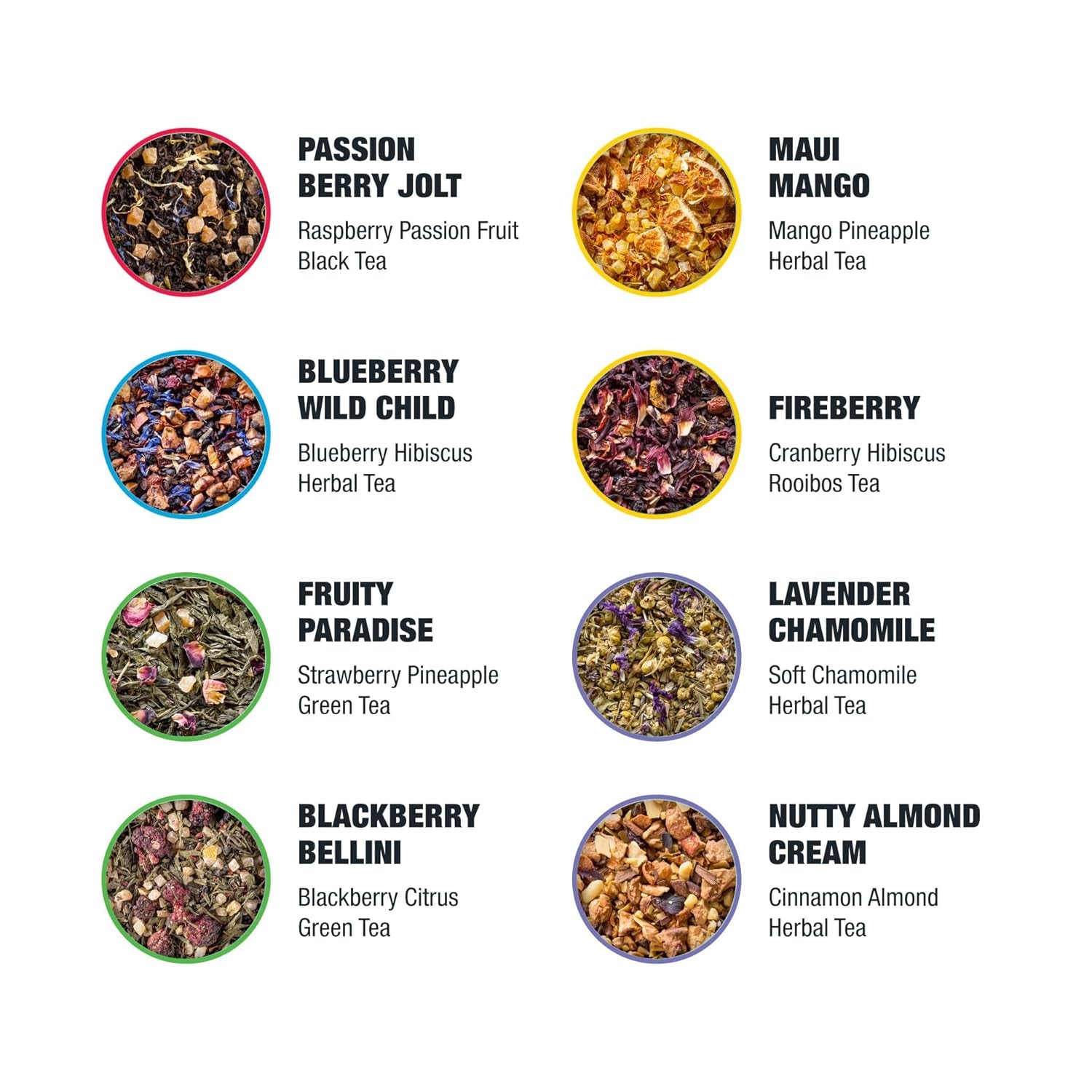 - Top 8 Favorites Sampler Set, Loose Leaf, up to 80 Cups, High to No Caffeine, Hot & Iced, Tea Variety Pack with Green, Herbal, Black & Chai Brew, 8 Sample Pouches