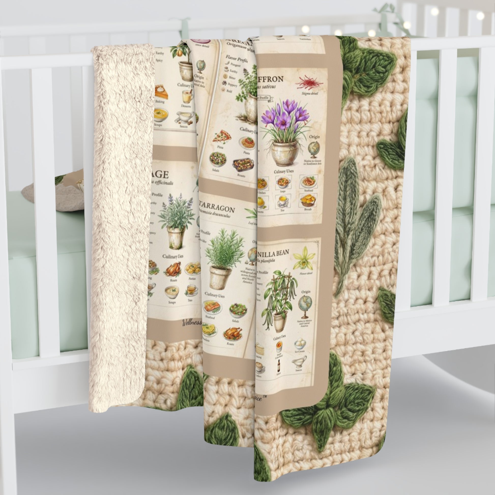 30 Herbs & Spices Sherpa Blanket - Crochet Style