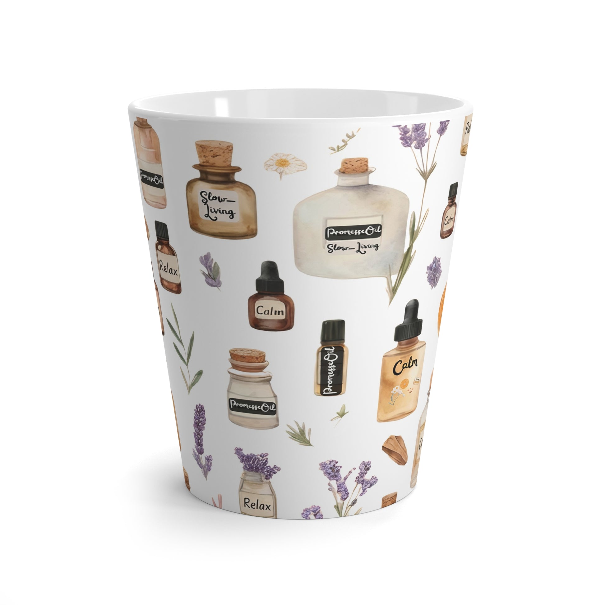 Latte Mug — Aromatherapy Bottles Slow-Living Ceramic Coffee Mug