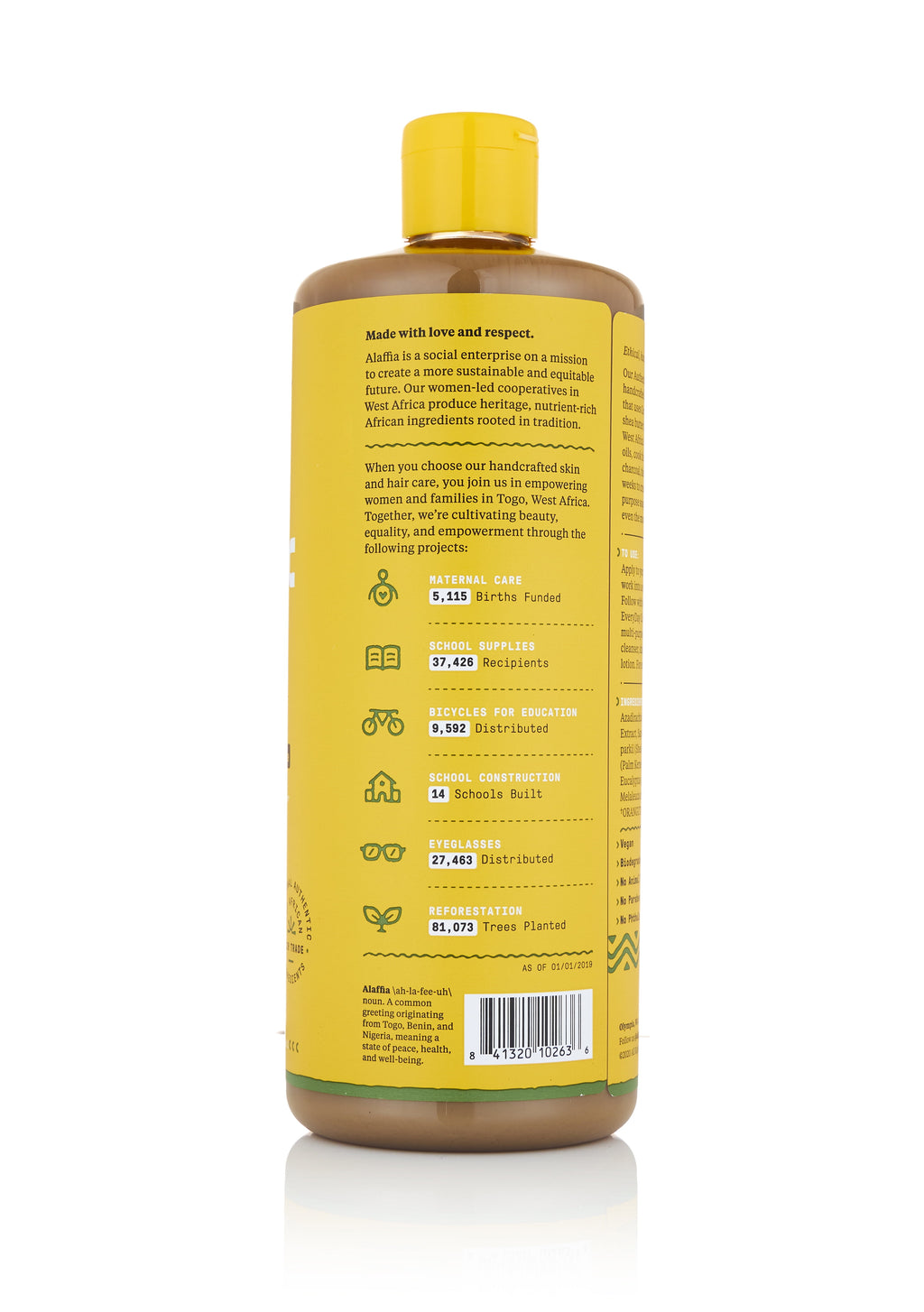 Authentic African Black Soap, All-In-One Soap, Eucalyptus Tea Tree, 32 Fl Oz