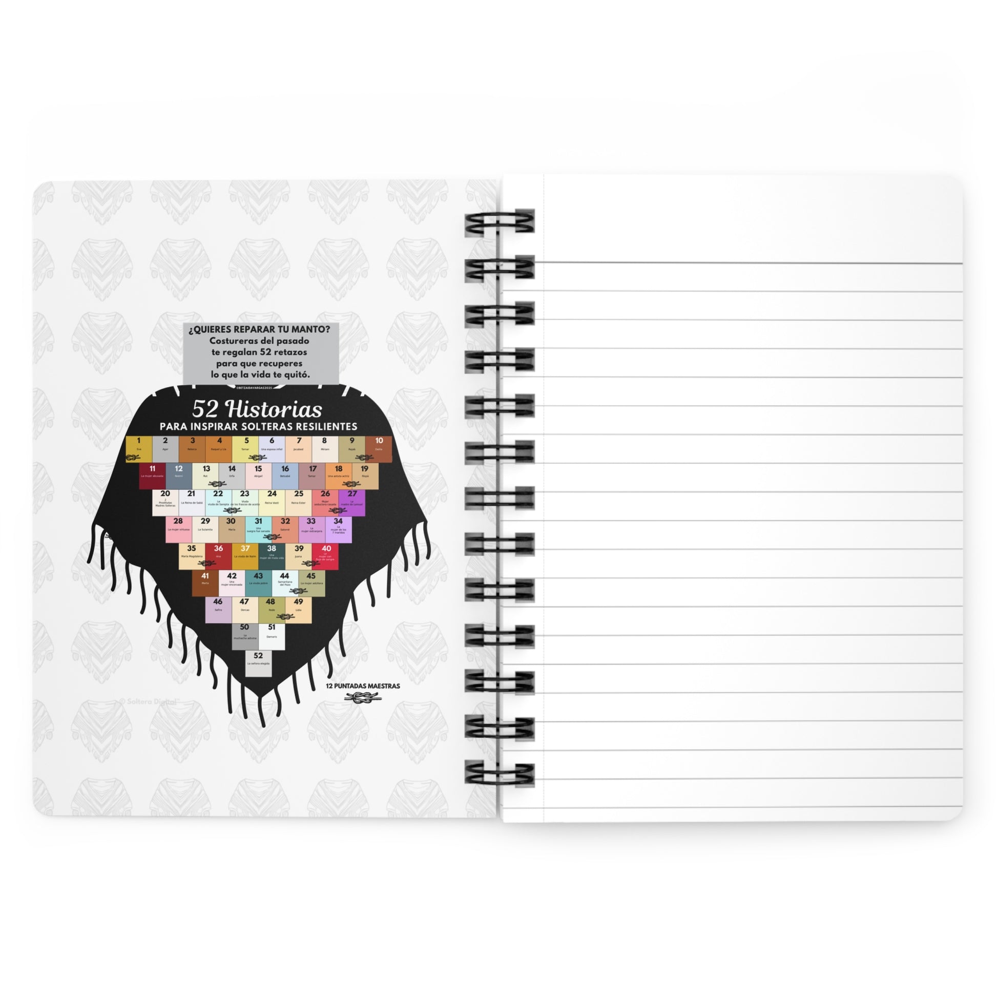 Spiral Journal Blank Lined Paper — 52 Historias para Inspirar Solteras Resilientes