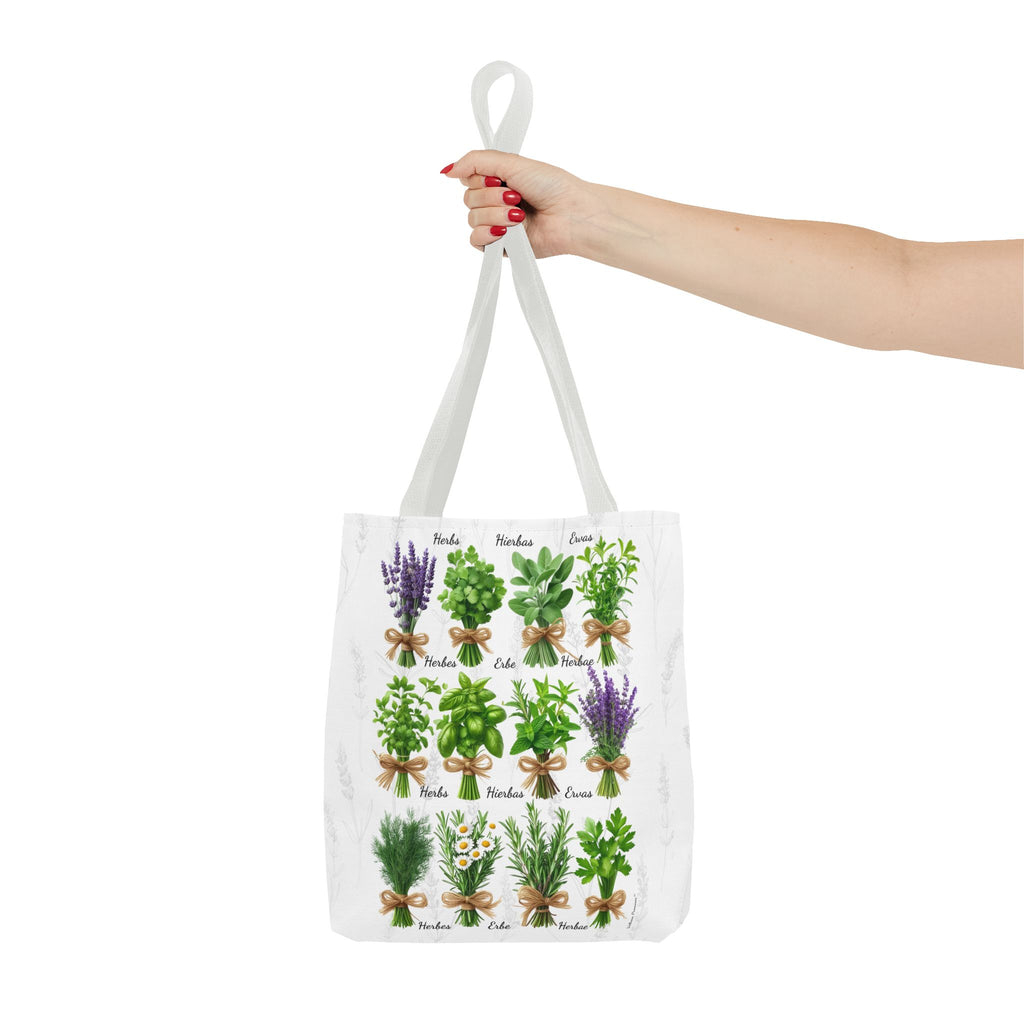 6 Language Herbal Garden Tote Bag | Botanical Shopping Tote | Eco-Friendly Grocery Bag, Plant Lover Gift, Garden Decor, Mothers Day