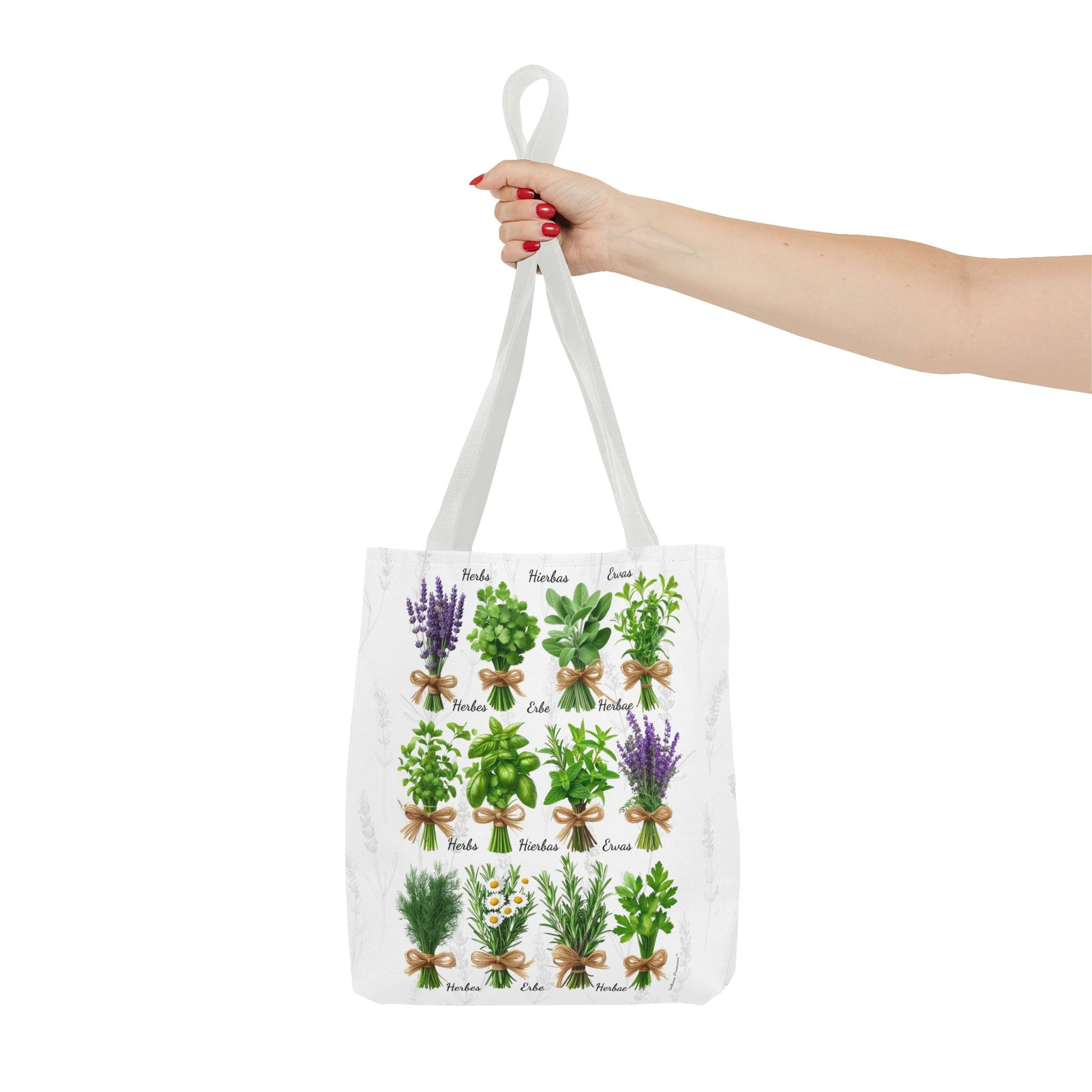6 Language Herbal Garden Tote Bag | Botanical Shopping Tote | Eco-Friendly Grocery Bag, Plant Lover Gift, Garden Decor, Mothers Day