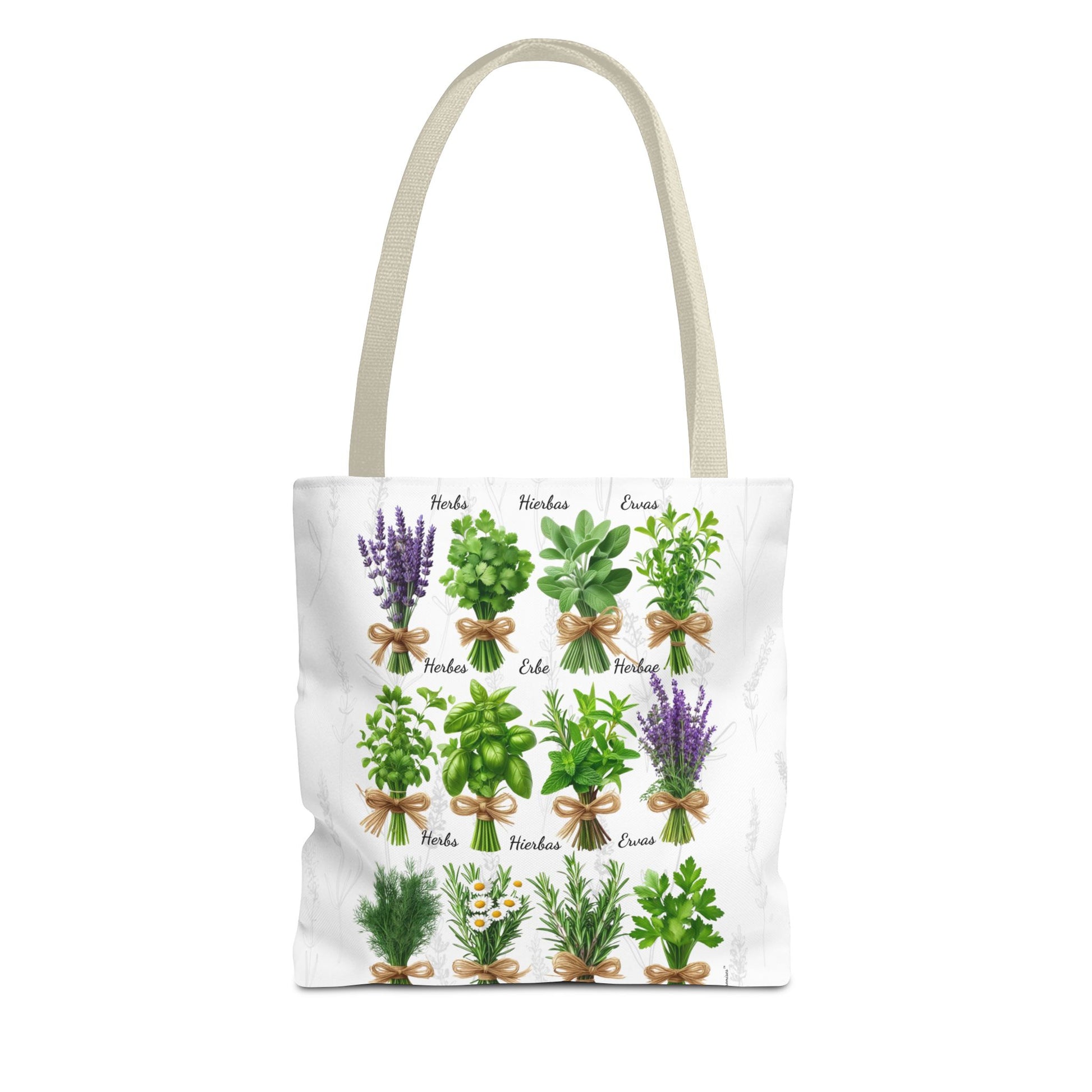 6 Language Herbal Garden Tote Bag | Botanical Shopping Tote | Eco-Friendly Grocery Bag, Plant Lover Gift, Garden Decor, Mothers Day