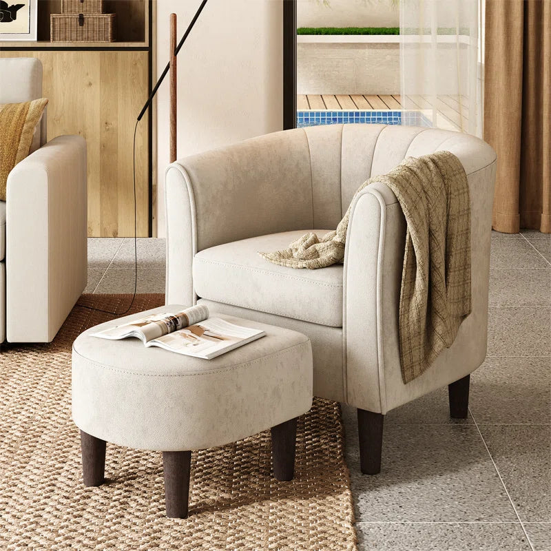 Torrence Upholstered Barrel Chair with Ottoman