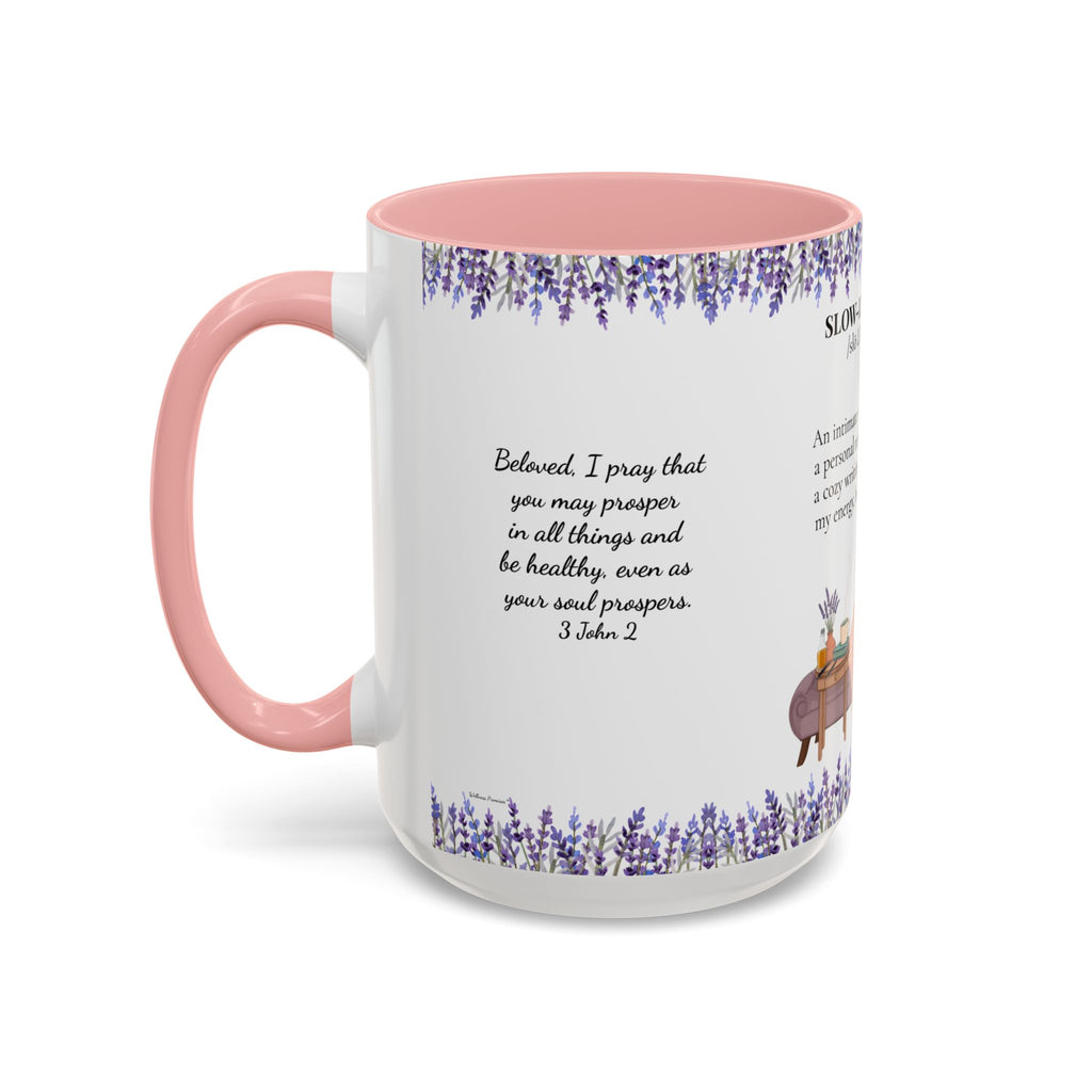 Slow-Living Corner Accent Coffee/Tea Mug — Inspirational Christian Relaxation Lavender (11/15oz)